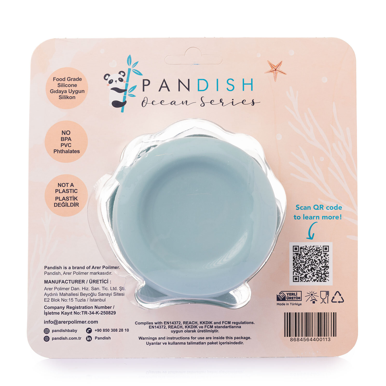 Clamsy Silikon Vakumlu Kapaklı Kase Bluish