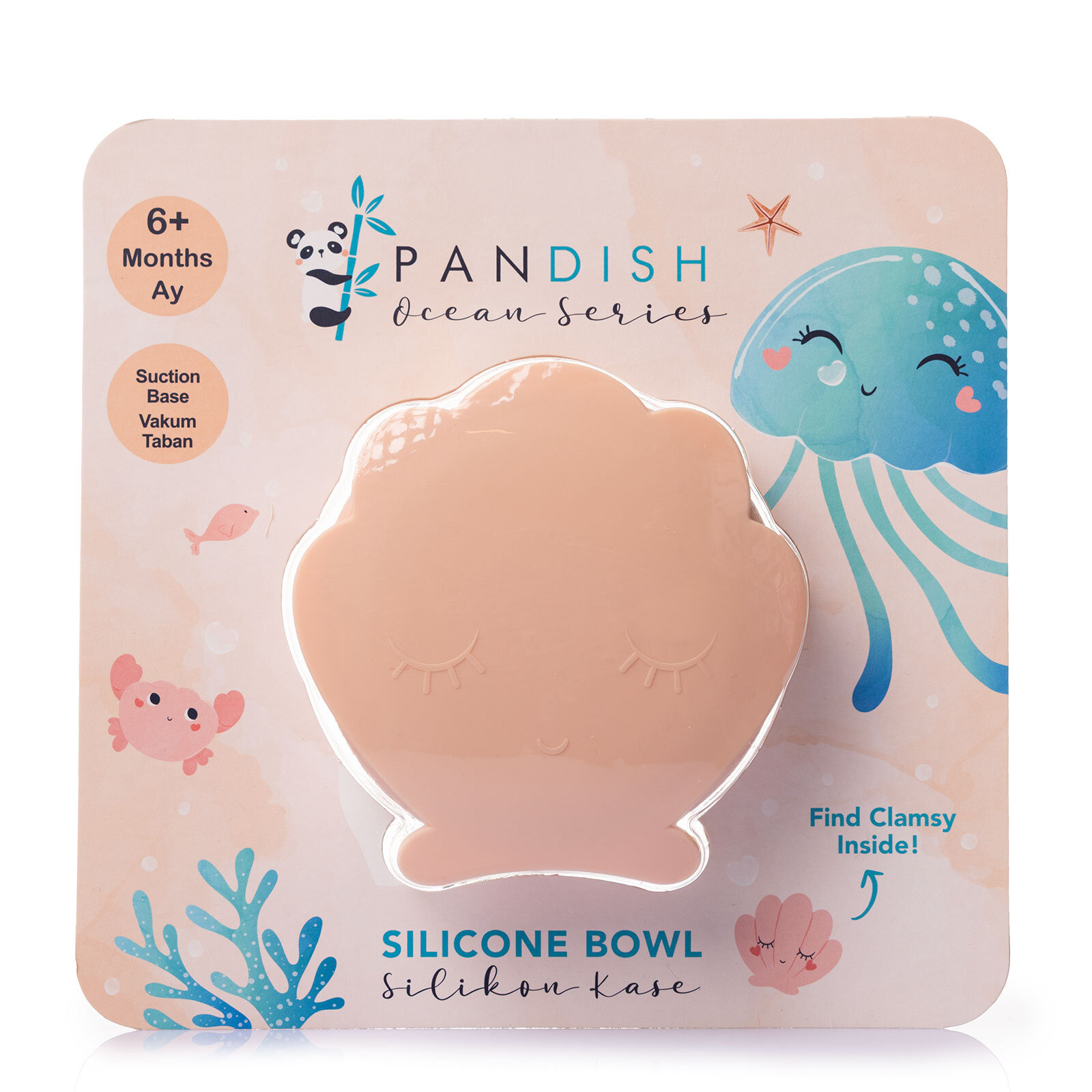 Clamsy Silikon Vakumlu Kapaklı Kase Pinky