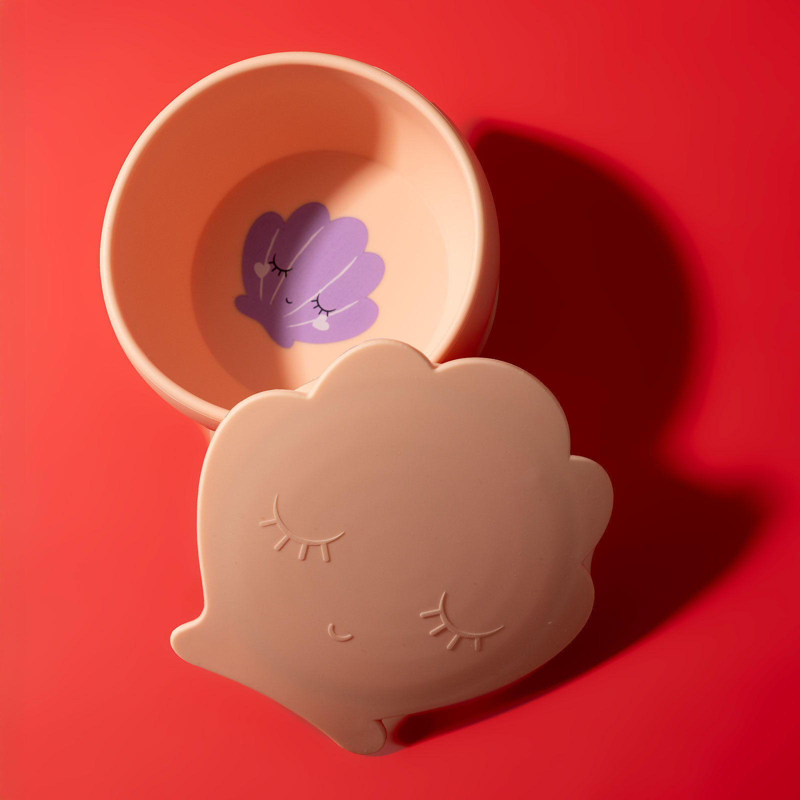 Clamsy Silikon Vakumlu Kapaklı Kase Pinky