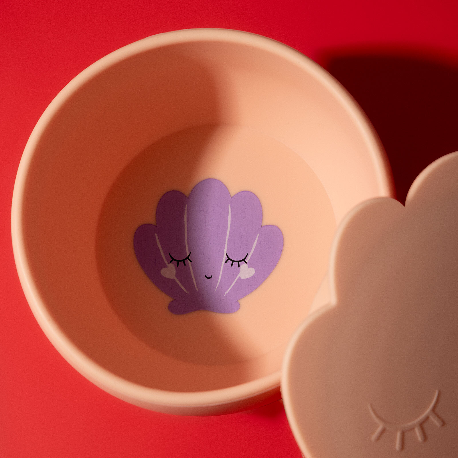 Clamsy Silikon Vakumlu Kapaklı Kase Pinky