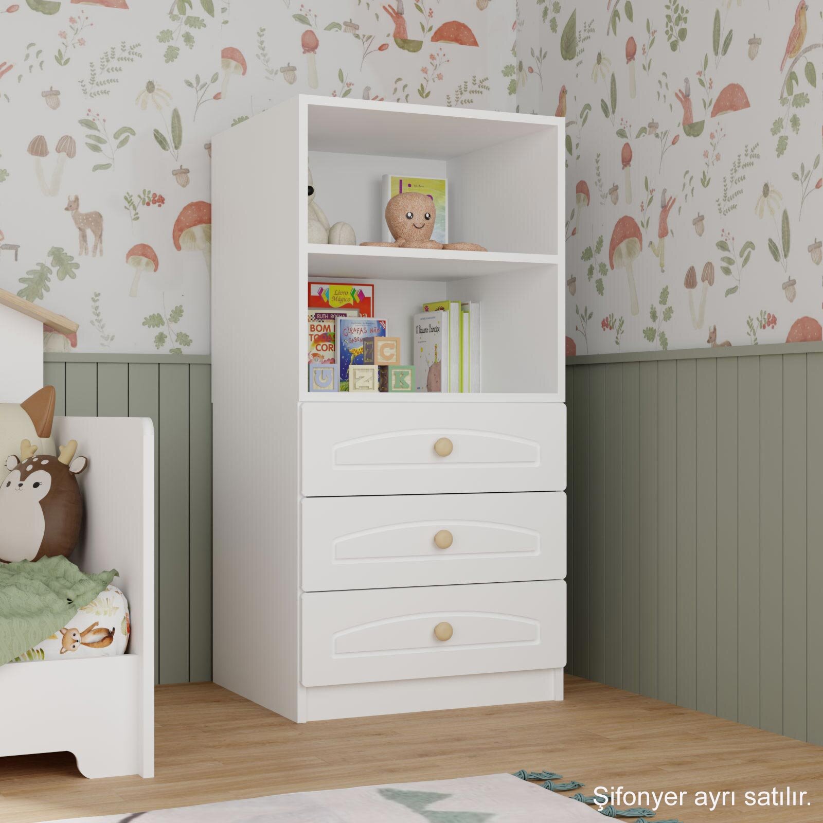 Montessori 2 Raflı Kitaplık Beyaz