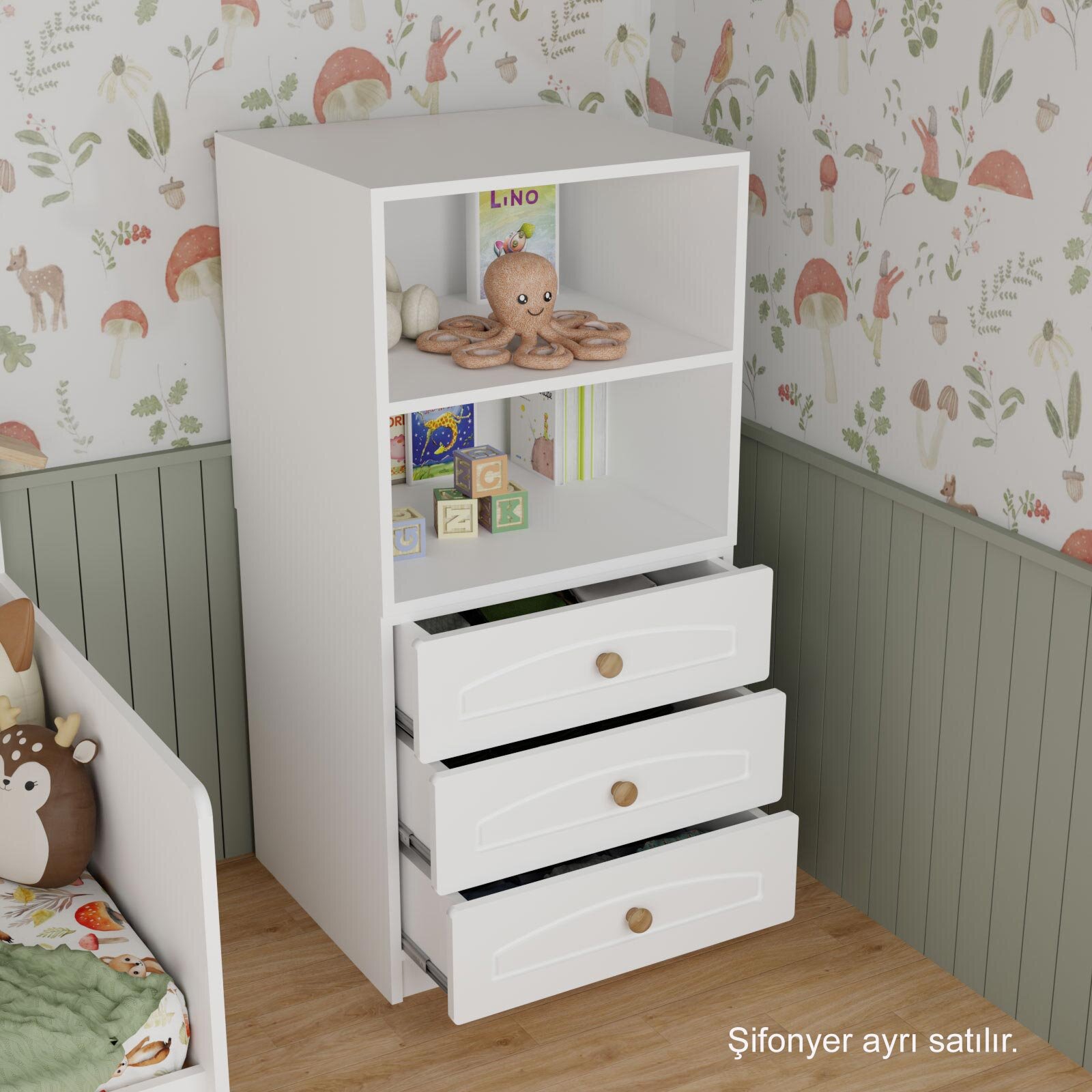 Montessori 2 Raflı Kitaplık Beyaz