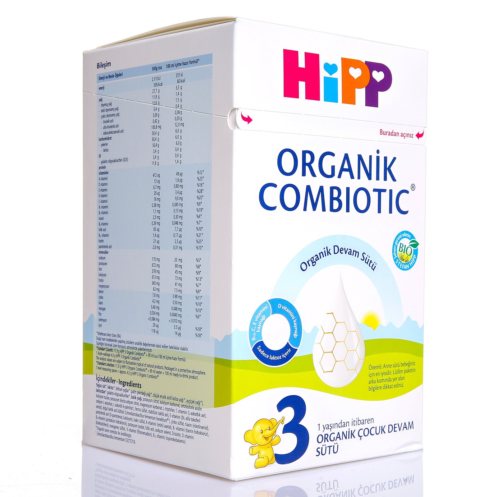 3 Organik Combiotic Çocuk Devam Sütü 800 gr 1+ Yaş