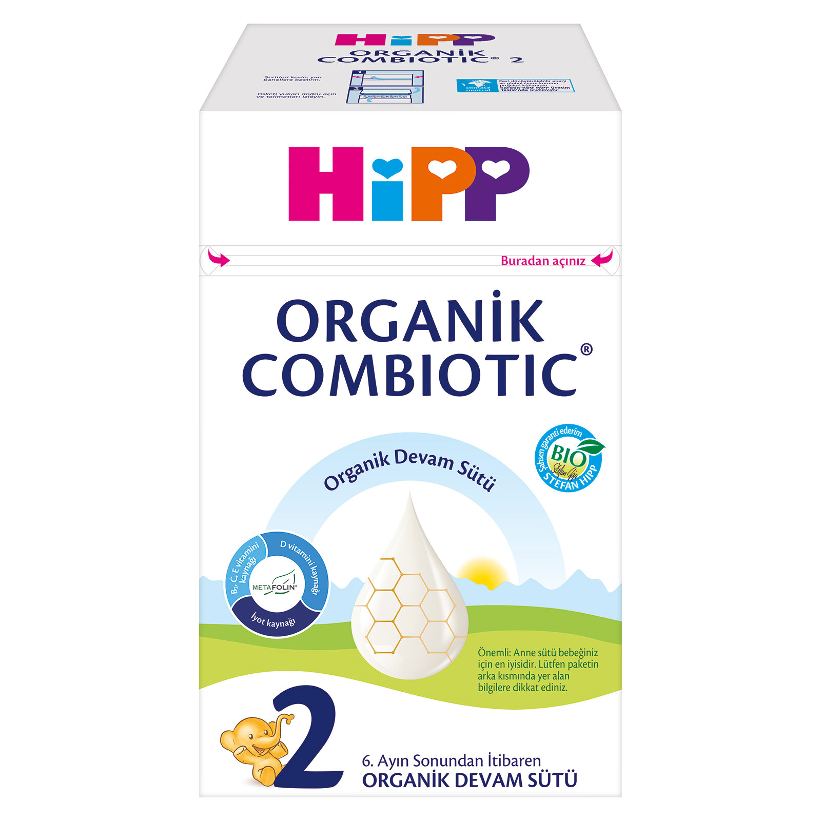 2 Organik Combiotic Devam Sütü 800 gr 6-12 Ay