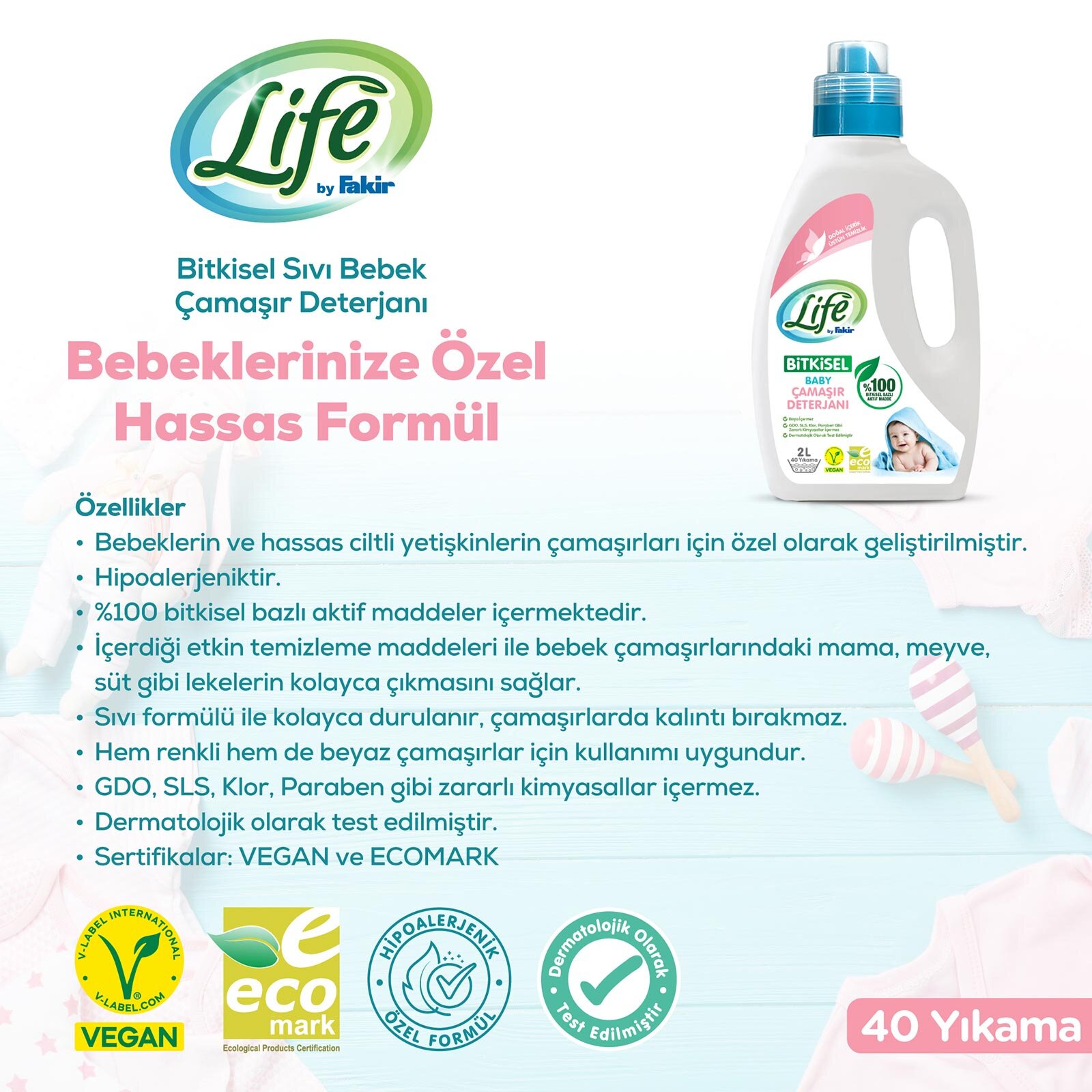 Life by Fakir Baby Bitkisel Çamaşır Deterjanı 2000ml Life by Fakir Baby Bitkisel Çamaşır Deterjanı 2000ml