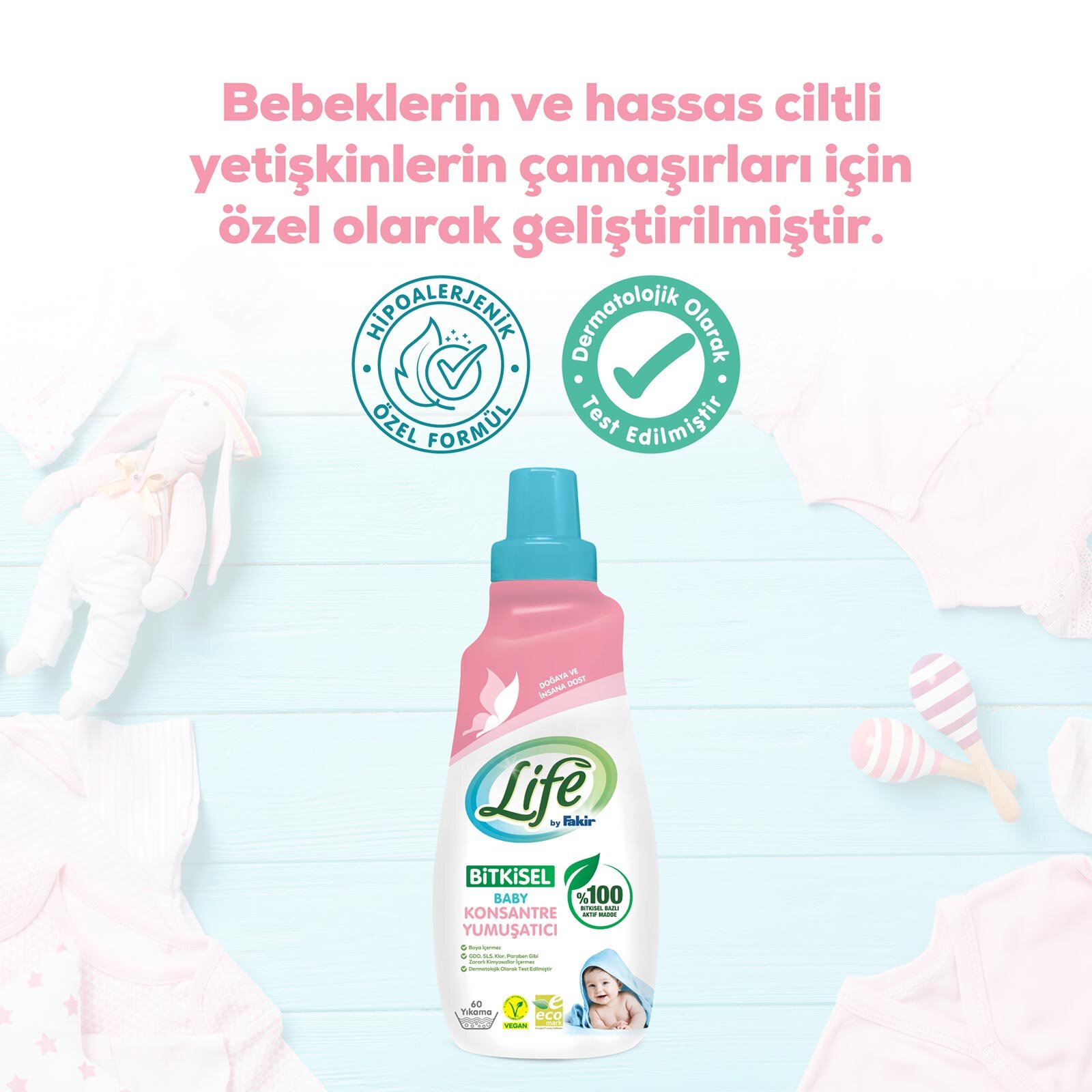 Life by Fakir Baby %100 Bitkisel Konsantre Yumuşatıcı 1500 ml (60 yıkama)