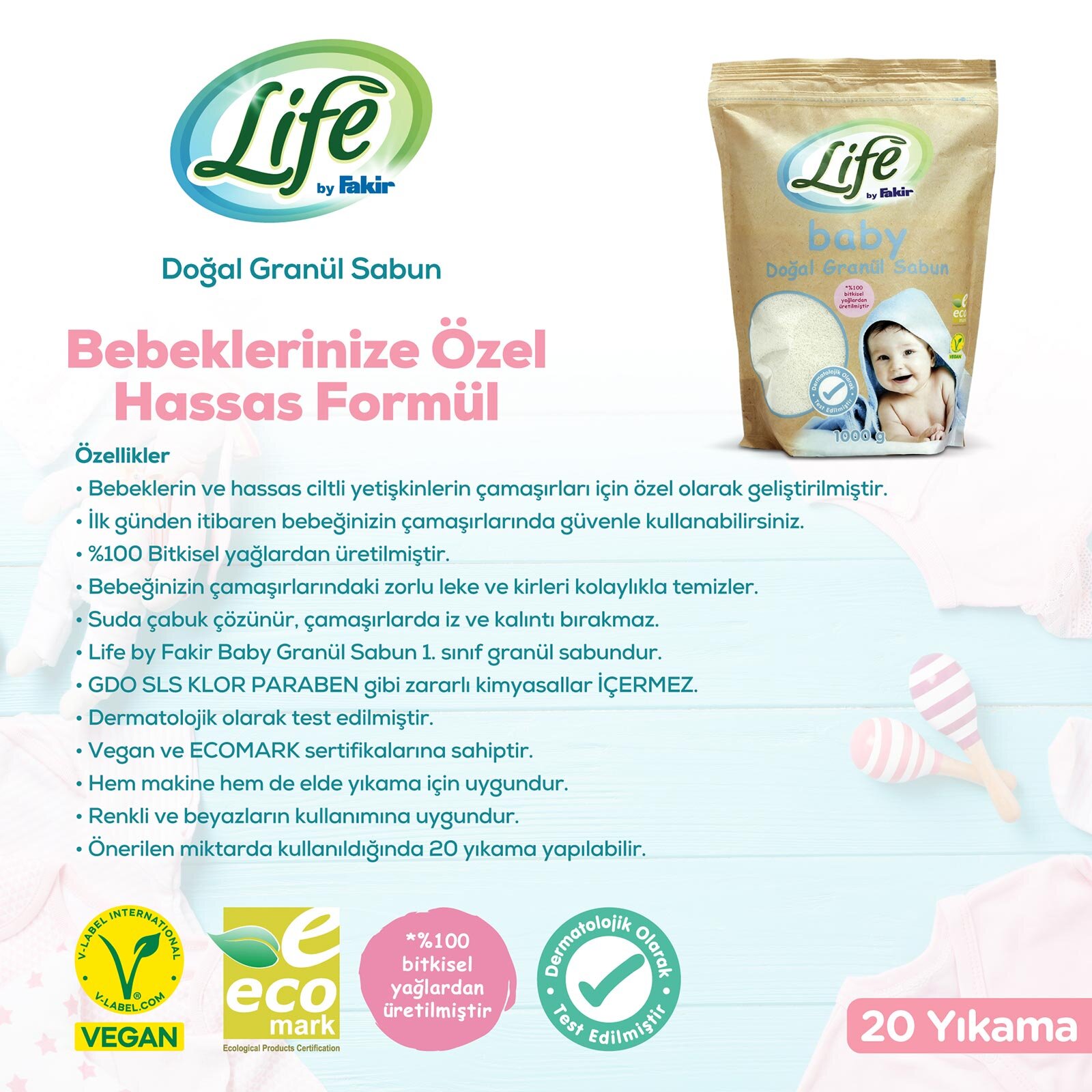 Life by Fakir Baby Doğal Granül Sabun 1000 gr Life by Fakir Baby Doğal Granül Sabun 1000 gr