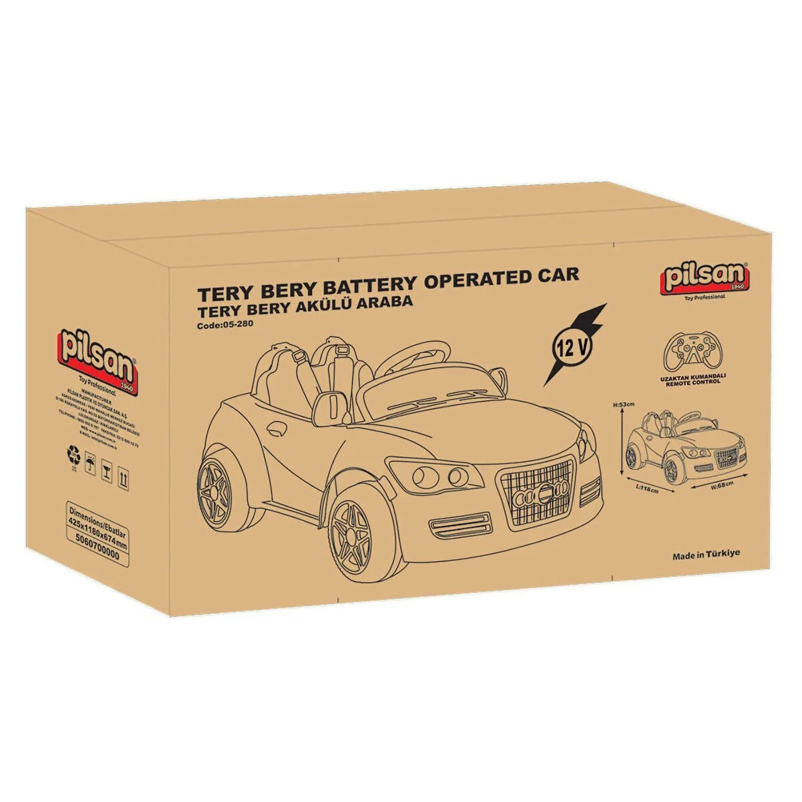 Pilsan Tery Bery 12 V Akülü Araba Uzaktan Kumandalı 4*2 Beyaz