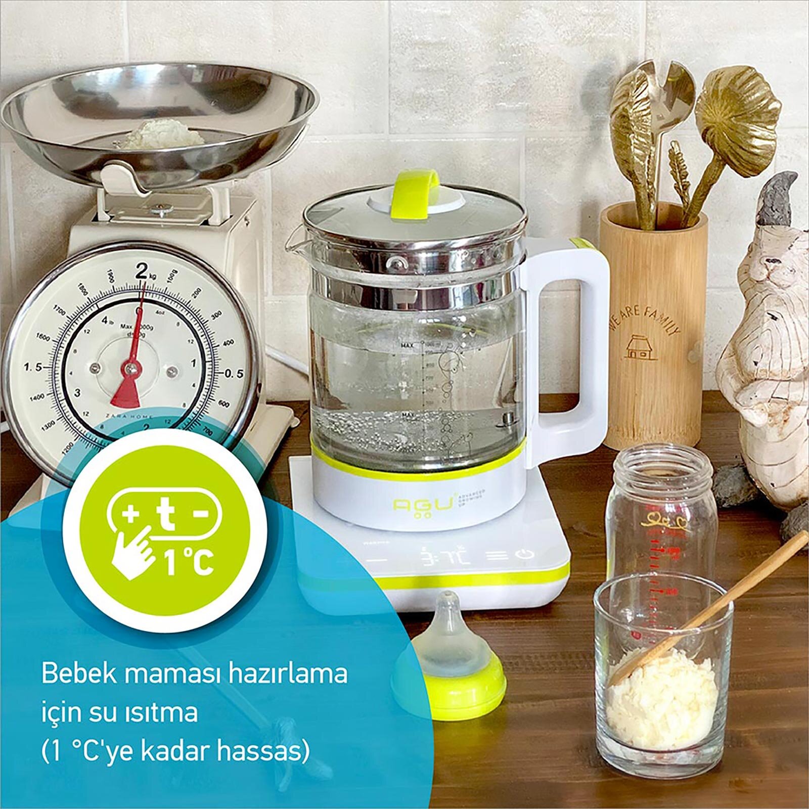 Dijital Çok Fonksiyonlu 6'i 1 Arada Su Isıtıcısı, Bebek Mama Isıtıcı, Buharlı Pişirici, Sterilizat