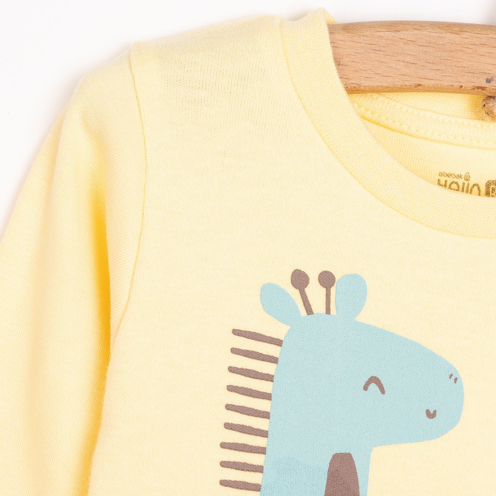 Erkek Bebek Pijama Takım Kaşkorse Dinazor Baskılı Bisiklet Yaka Uzun Kol Sarı