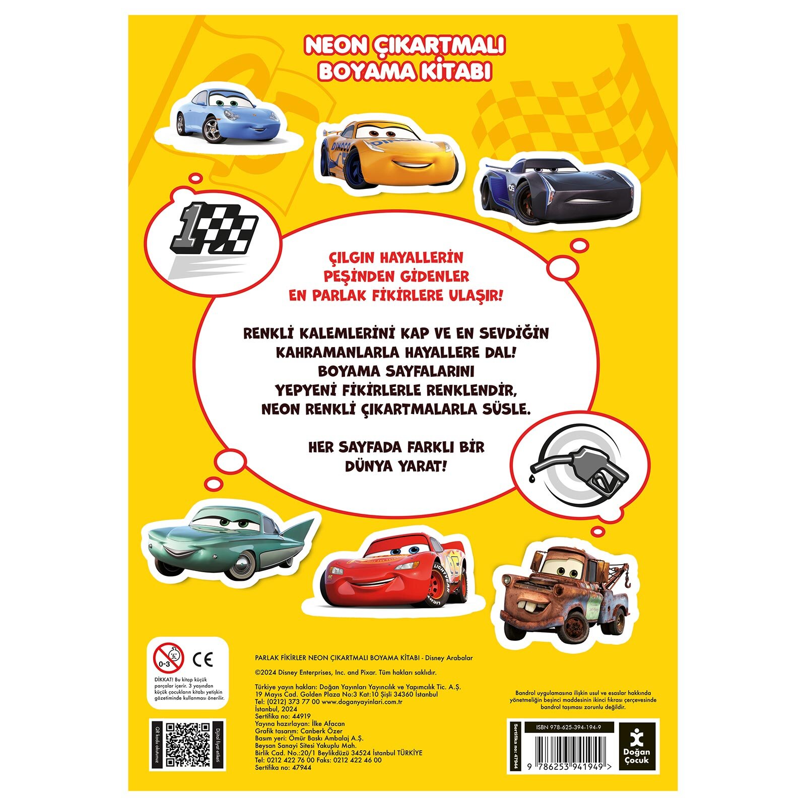 DISNEY ARABALAR PARLAK FİKİRLER NEON ÇIKARTMALI KİTAP DISNEY ARABALAR PARLAK FİKİRLER NEON ÇIKARTMALI KİTAP