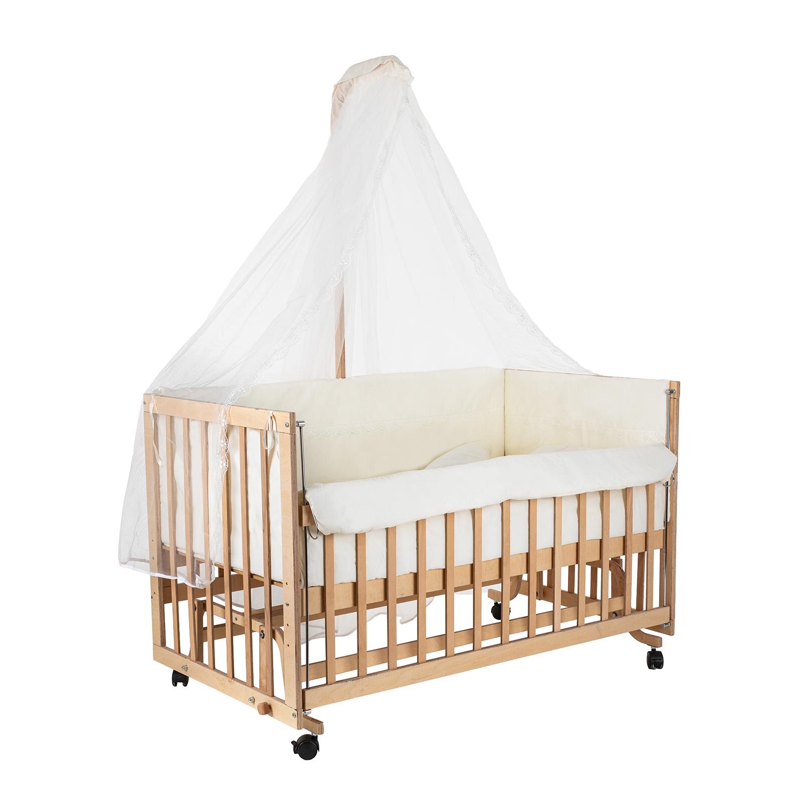 Doğal Ahşap Asansörlü ve Sallanabilir Beşik 70X130 cm Doğal Ahşap Asansörlü ve Sallanabilir Beşik 70X130 cm