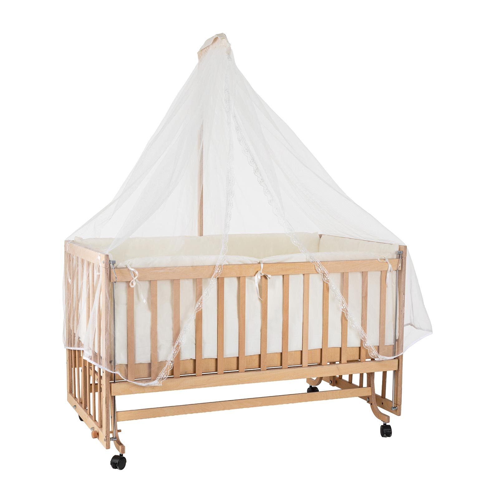 Doğal Ahşap Asansörlü ve Sallanabilir Beşik 70X130 cm Doğal Ahşap Asansörlü ve Sallanabilir Beşik 70X130 cm