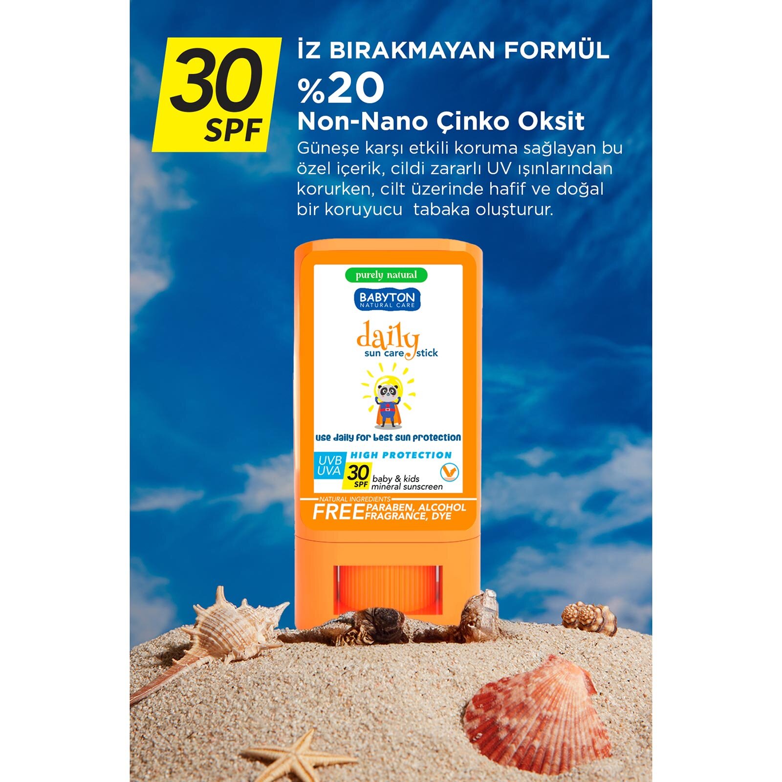 Doğal Günlük Güneş Koruyucu Stick 30 SPF 20 gr