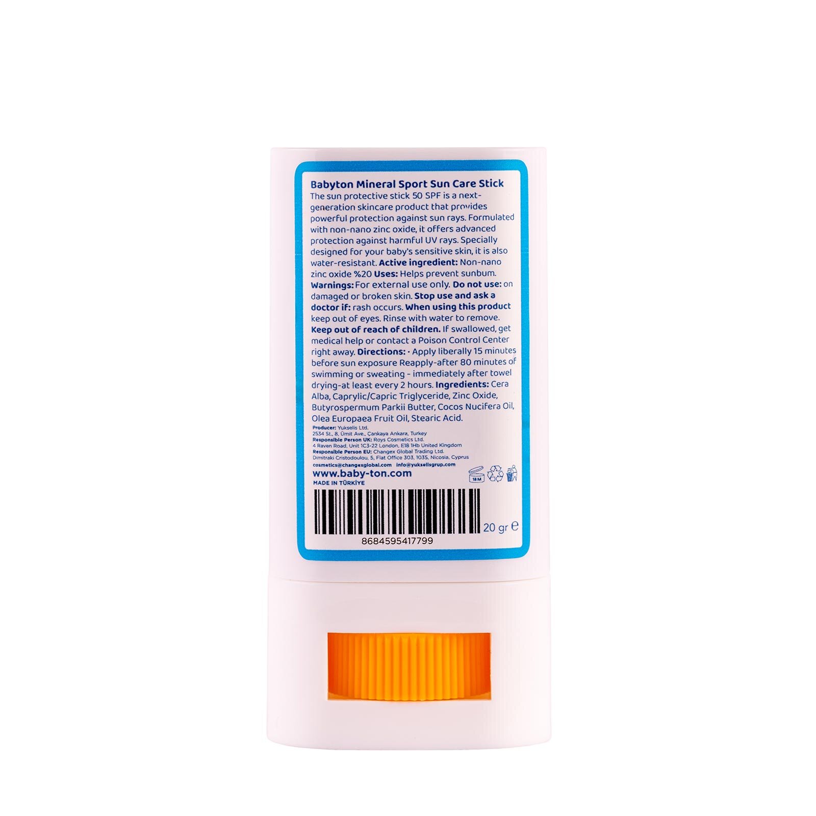 Doğal Suya Dayanıklı Güneş Koruyucu Stick 50 SPF 20 gr