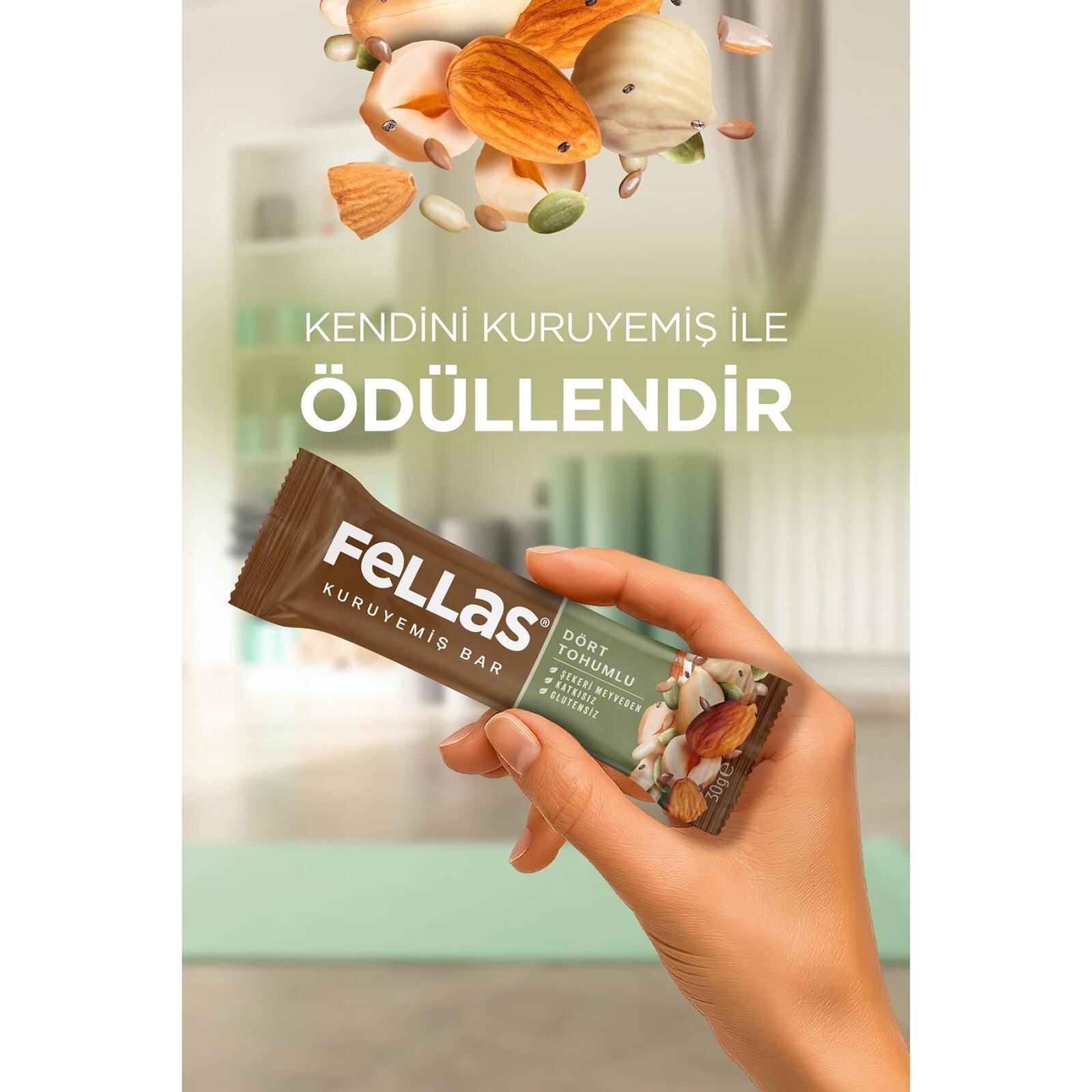 Dört Tohumlu Kuruyemiş Bar 30g