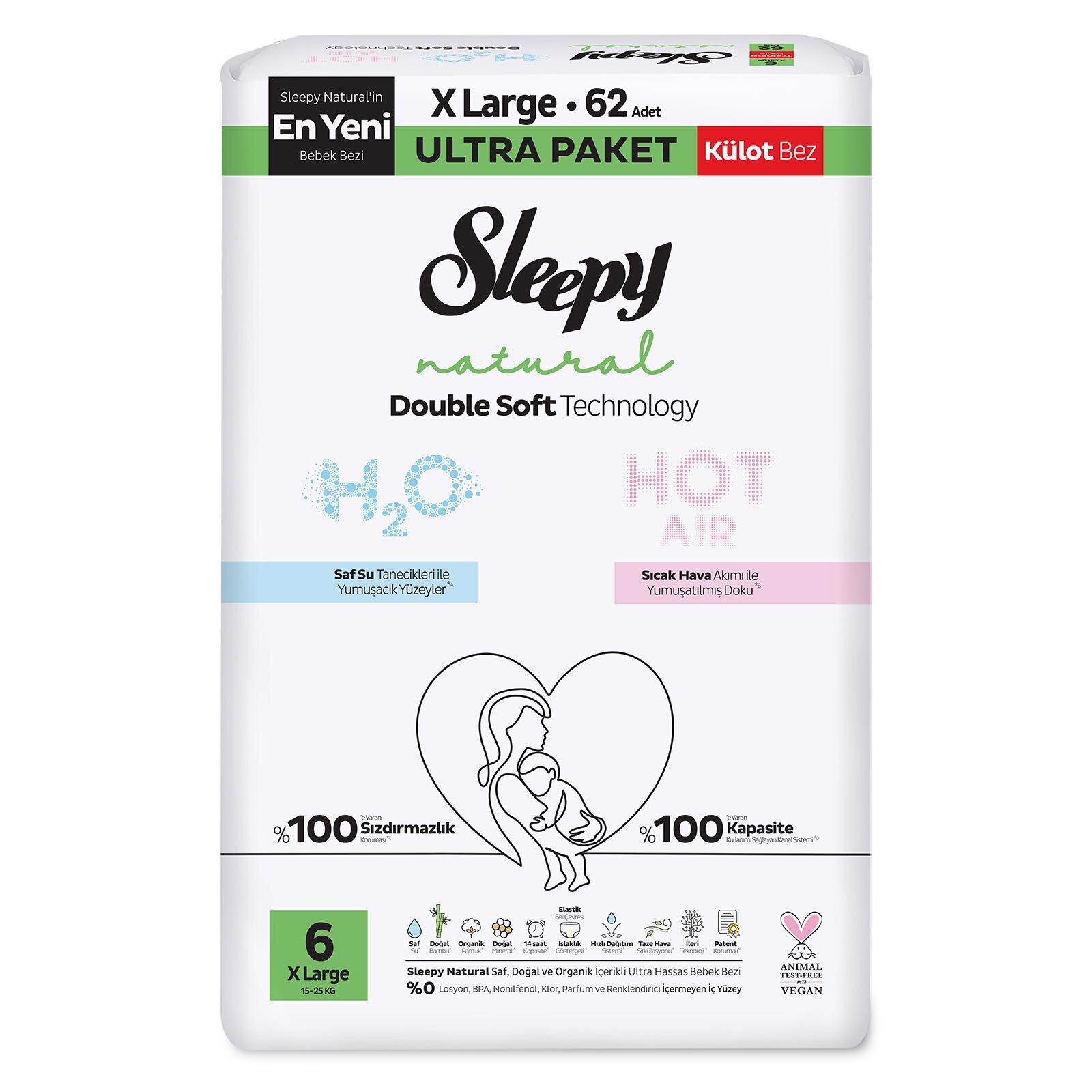 D.S Natural Külot Bez 6 Beden 62 Adet