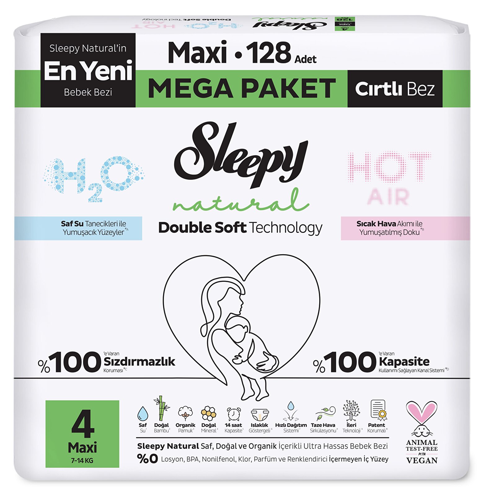 D.S Natural Mega 4 Beden 128 Adet