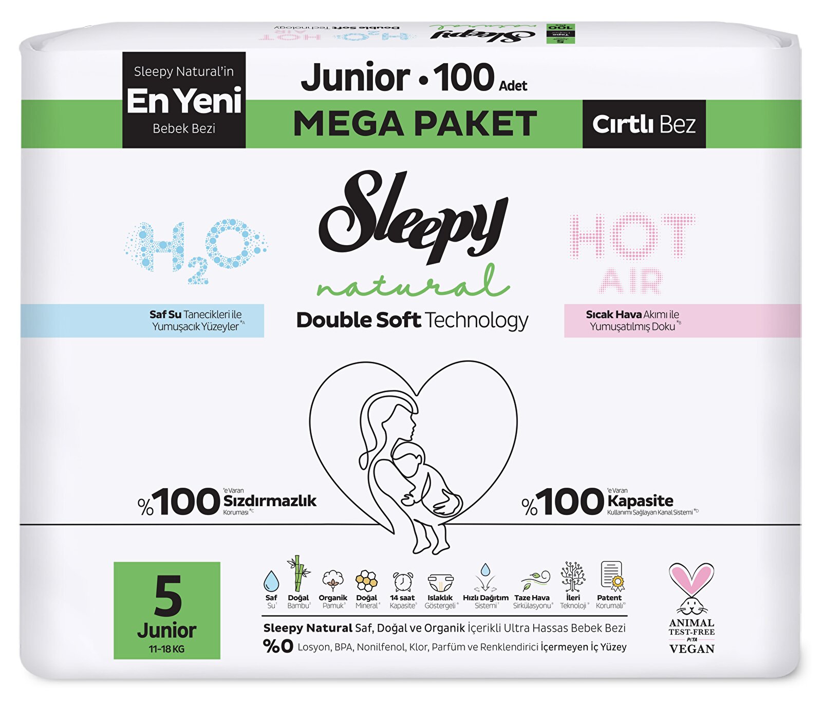 D.S Natural Mega 5 Beden 100 Adet