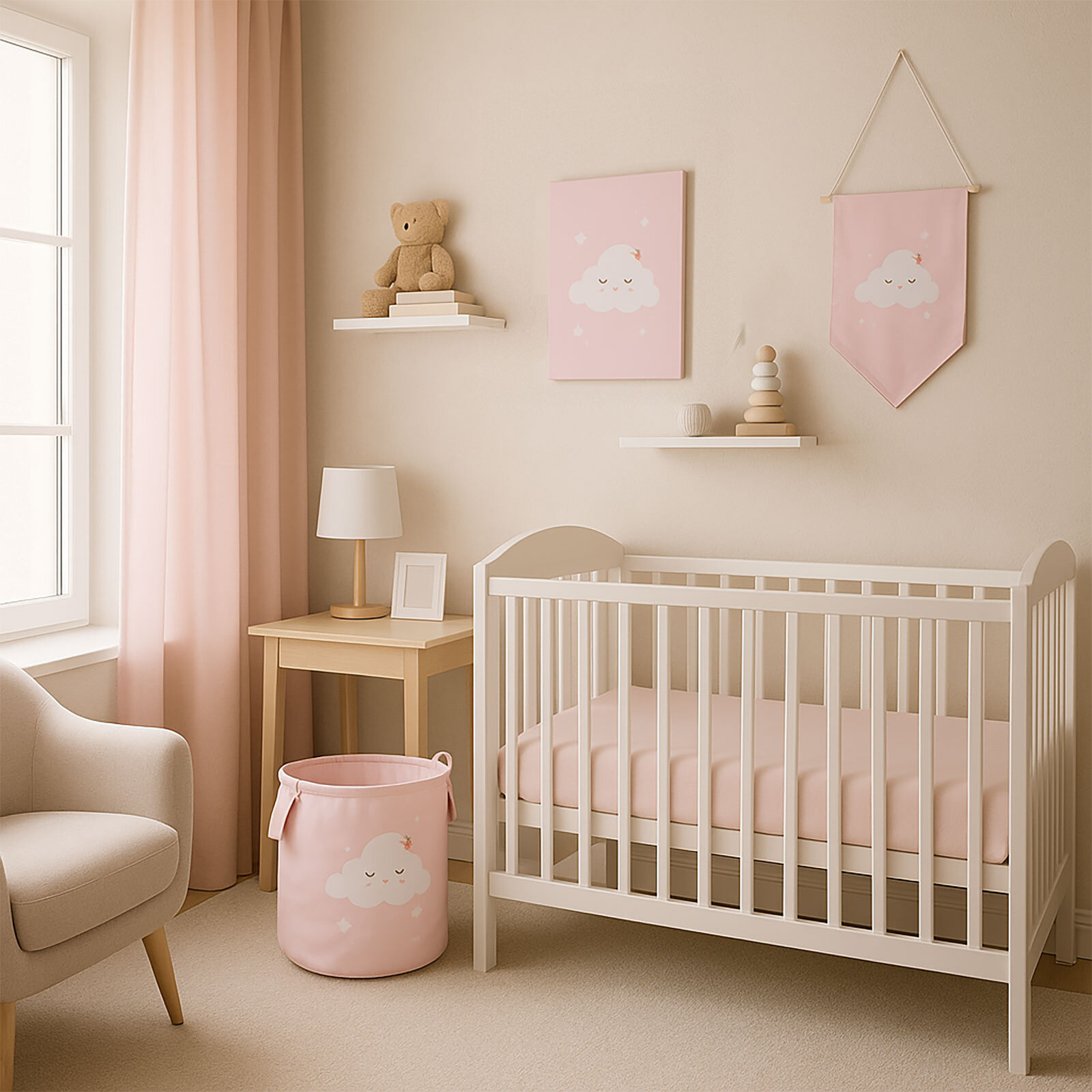 Bebek Odası Duvar Flama Pembe