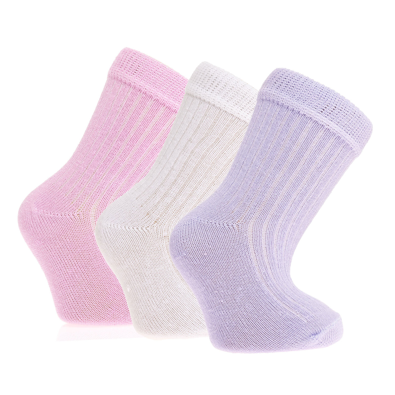 Düz Renkli Kaşkorse Kız 3lü Soket Çorap Kız Bebek