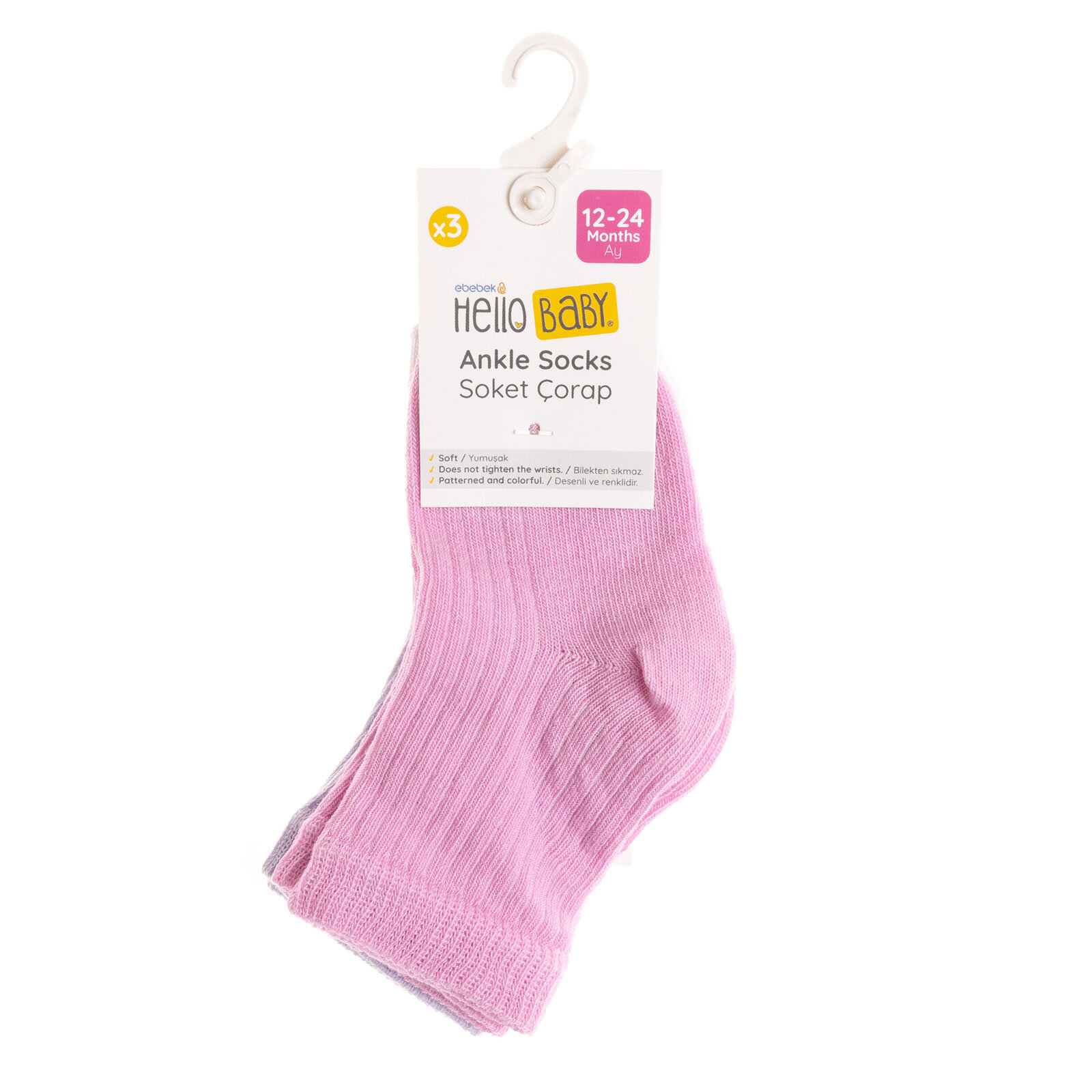 Düz Renkli Kaşkorse Kız 3lü Soket Çorap Kız Bebek