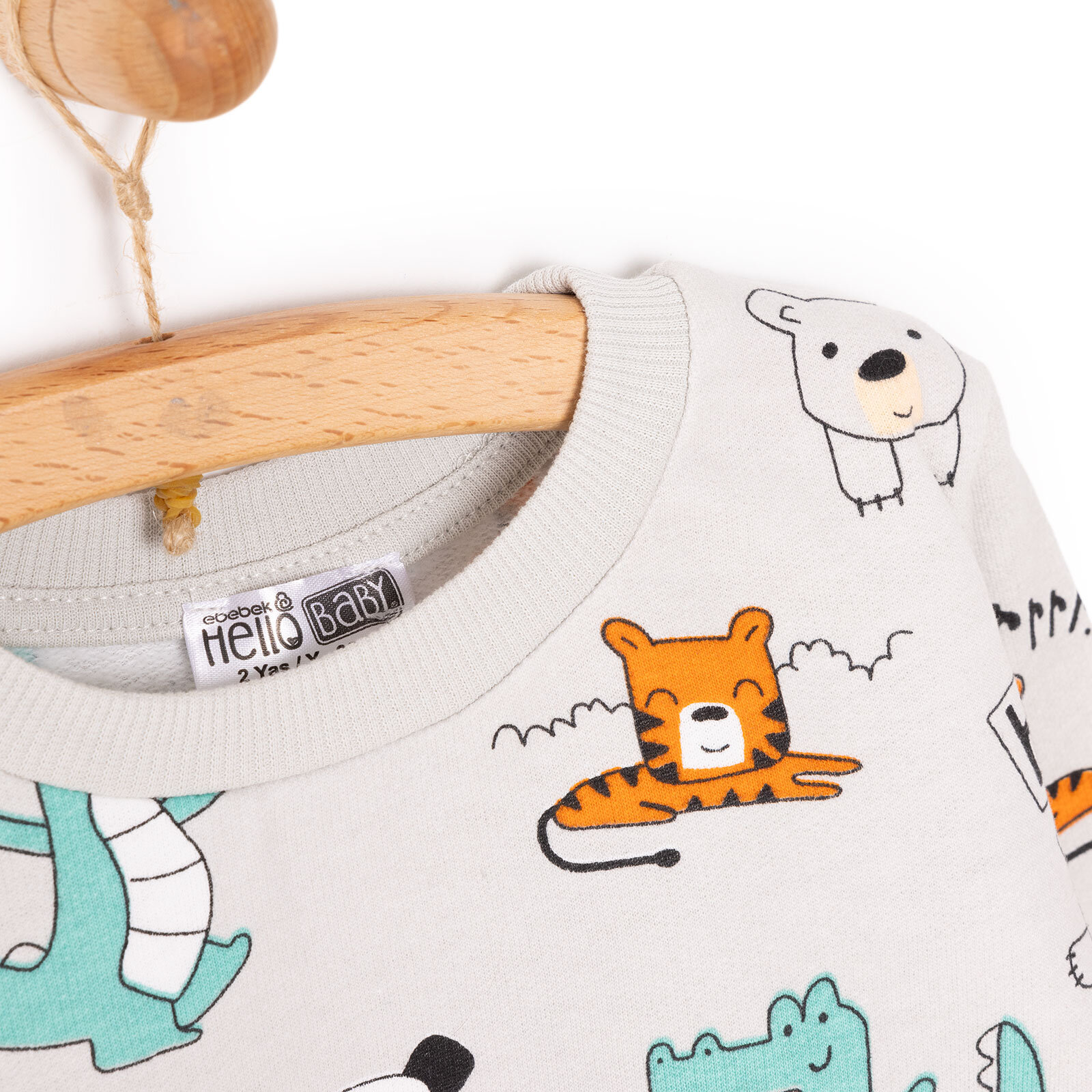 Erkek Bebek Sweatshirt Şardonlu Dinazor Desenli Çıtçıtlı Bisiklet Yaka Uzun Kol Erkek Bebek Sweatshirt Şardonlu Dinazor Desenli Çıtçıtlı Bisiklet Yaka Uzun Kol