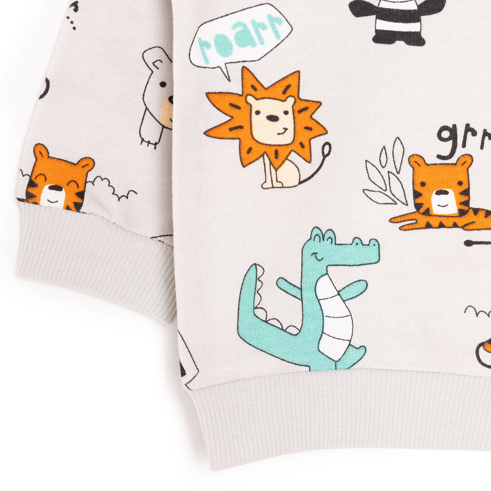 Erkek Bebek Sweatshirt Şardonlu Dinazor Desenli Çıtçıtlı Bisiklet Yaka Uzun Kol Erkek Bebek Sweatshirt Şardonlu Dinazor Desenli Çıtçıtlı Bisiklet Yaka Uzun Kol