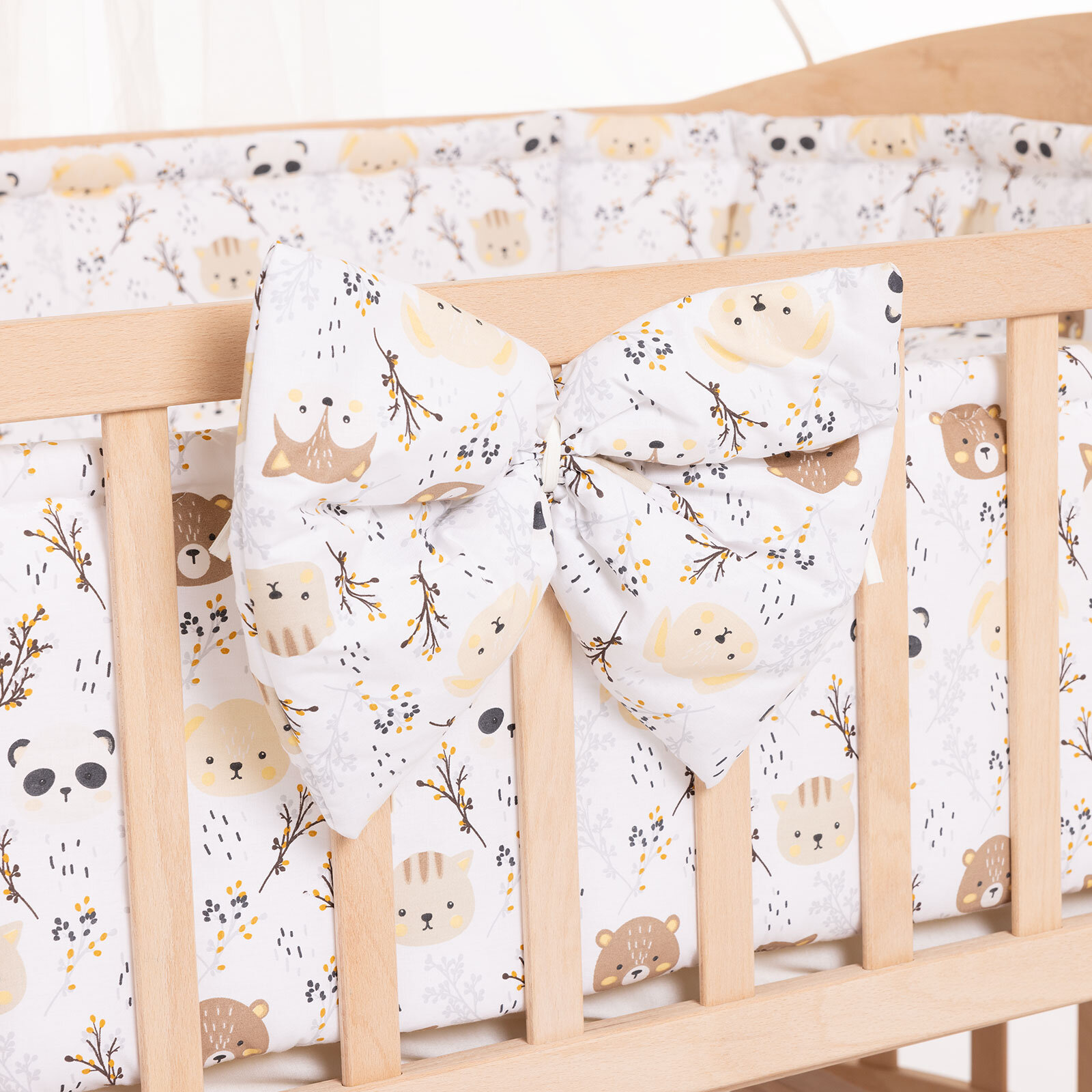 Ahşap Süper Oval Anne Yanı Asansörlü Beşik Naturel 70X140 cm