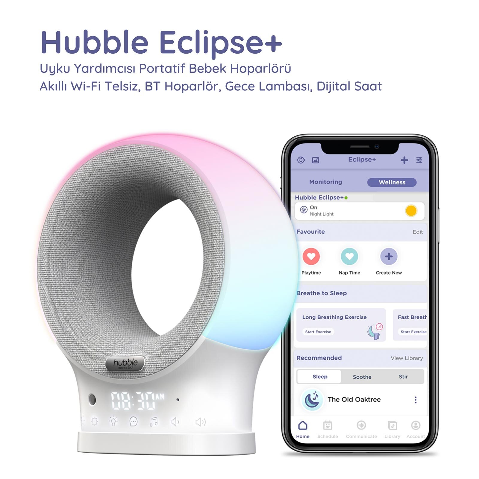 ECLİPSE PLUS Bebek Telsizi, Ninni Çalar, Bluetooth Speaker, Gece Lambası