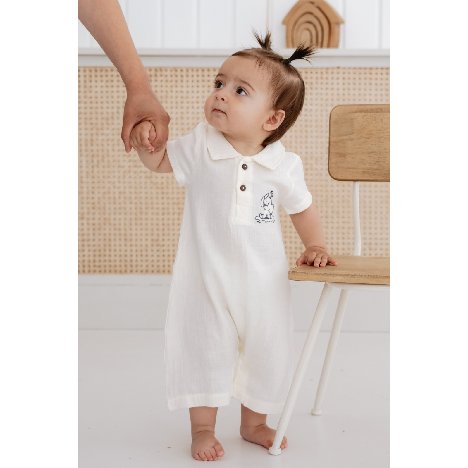 %100 Organik Pamuk Muslin Kumaş Kısa Paça Tulum