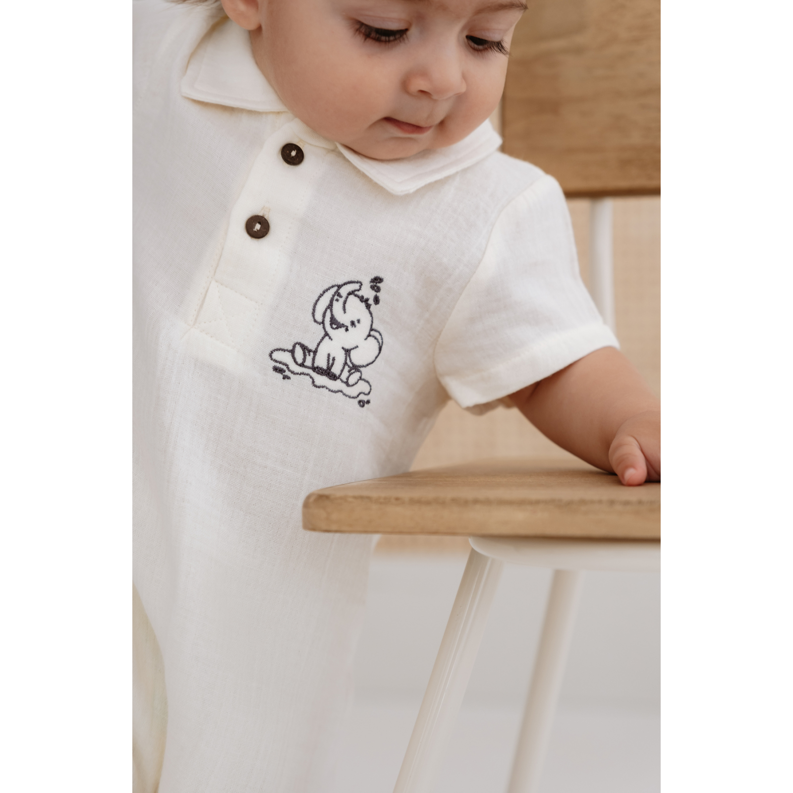 %100 Organik Pamuk Muslin Kumaş Kısa Paça Tulum