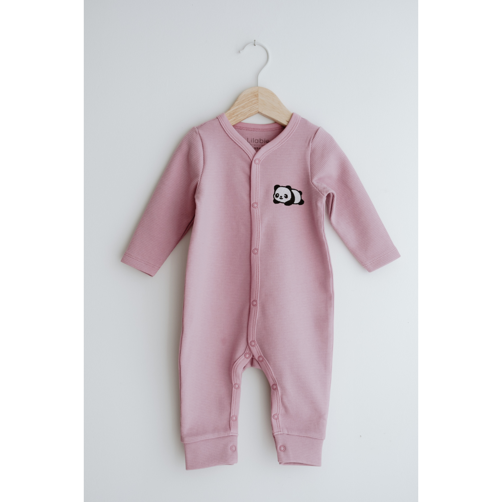 Uzun Kollu Nakış İşlemeli Waffle Kumaş Bebek Tulum