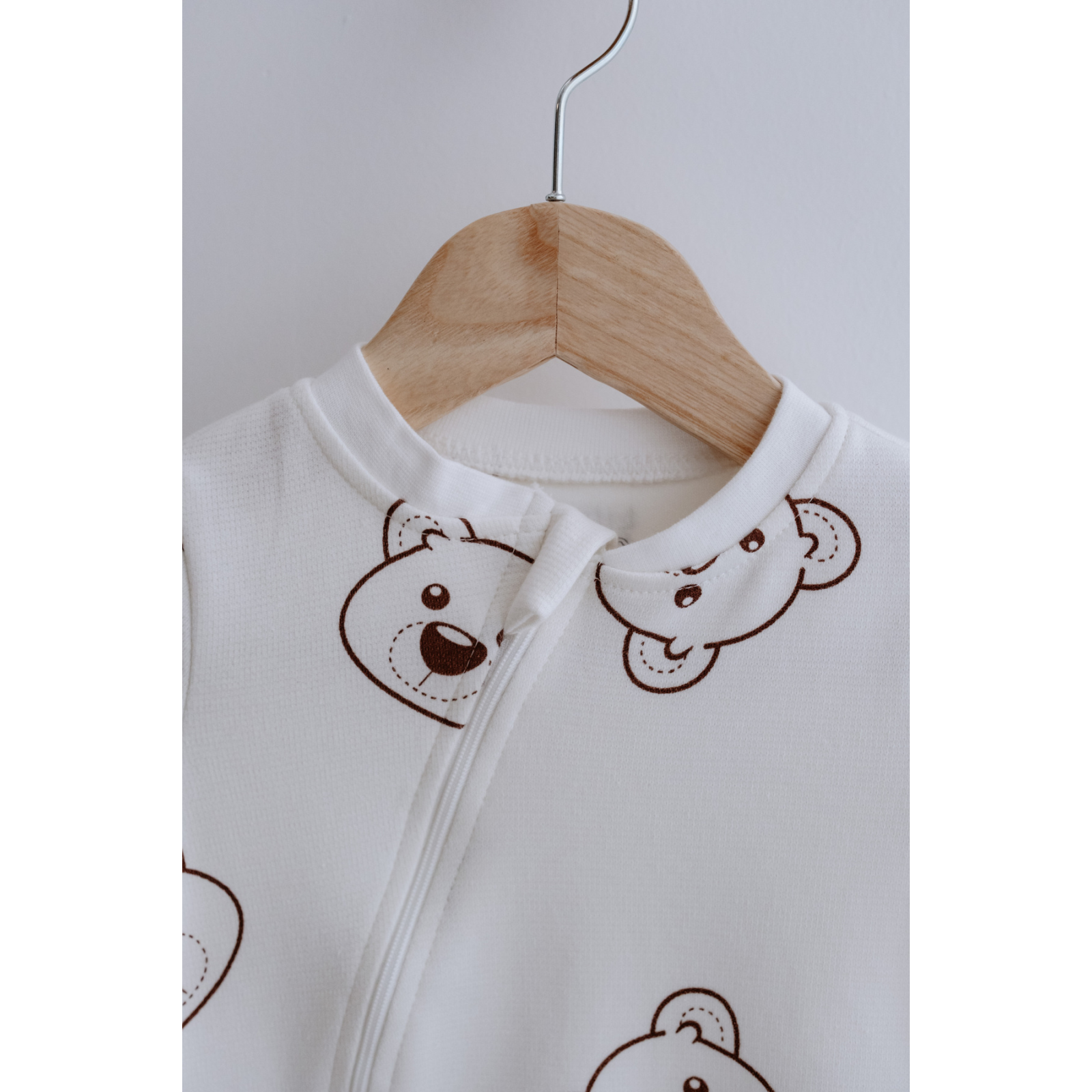 Uzun Kollu Fermuarlı Bebek Tulum Ayıcık Desenli