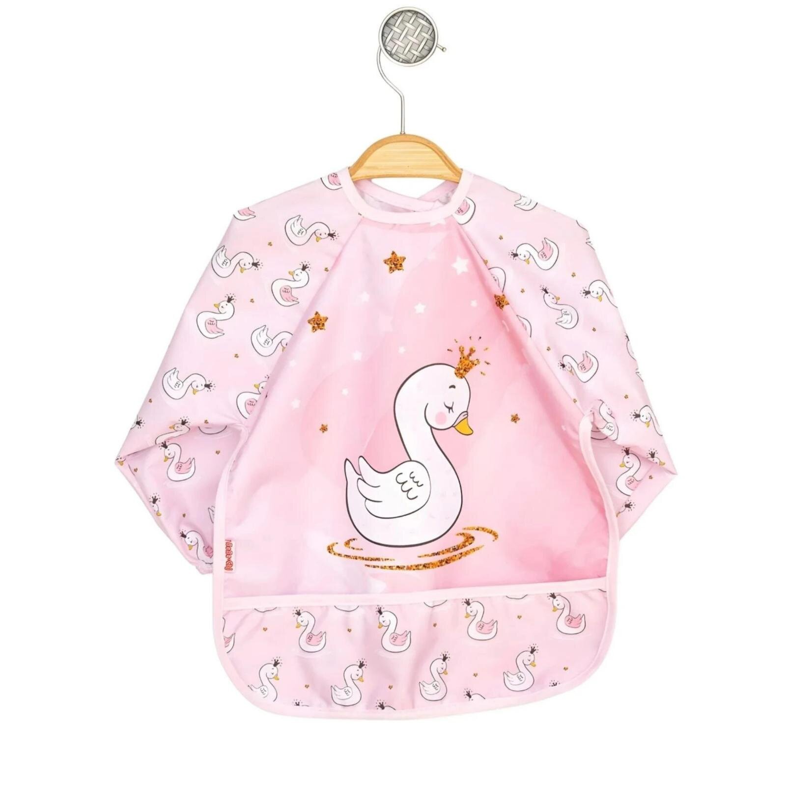 Sıvı Geçirmez Uzun Kollu Mama Ve Aktivite Önlüğü - Kuğu Desenli 