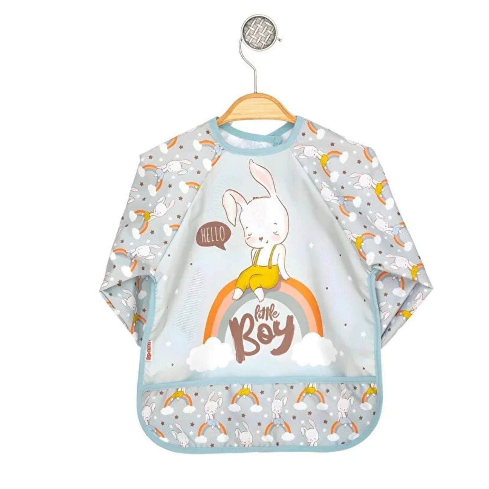 Sıvı Geçirmez Uzun Kollu Mama Ve Aktivite Önlüğü - Tavşan Desenli