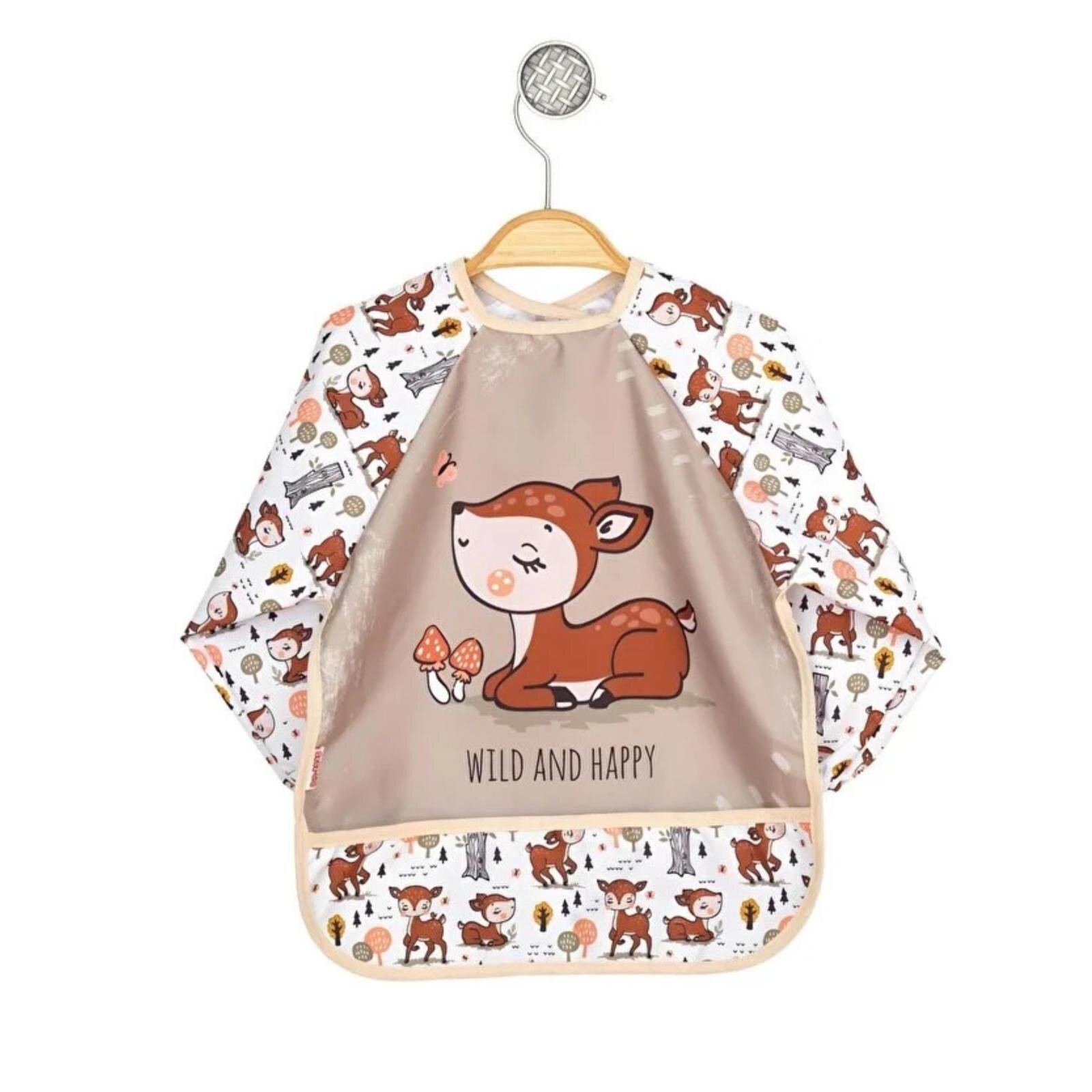 Sıvı Geçirmez Uzun Kollu Mama Ve Aktivite Önlüğü - Wild And Happy Karaca Desenli