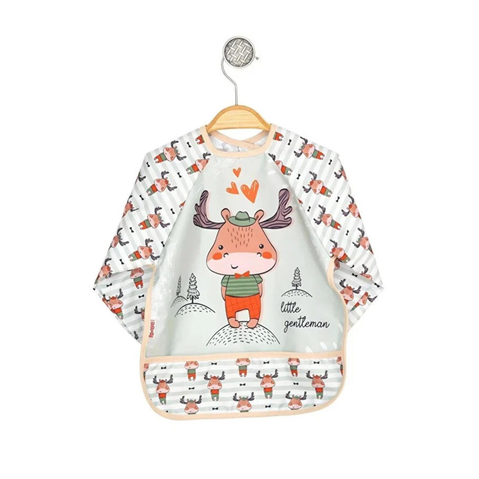 Sıvı Geçirmez Uzun Kollu Mama Ve Aktivite Önlüğü - Geyik Desenli