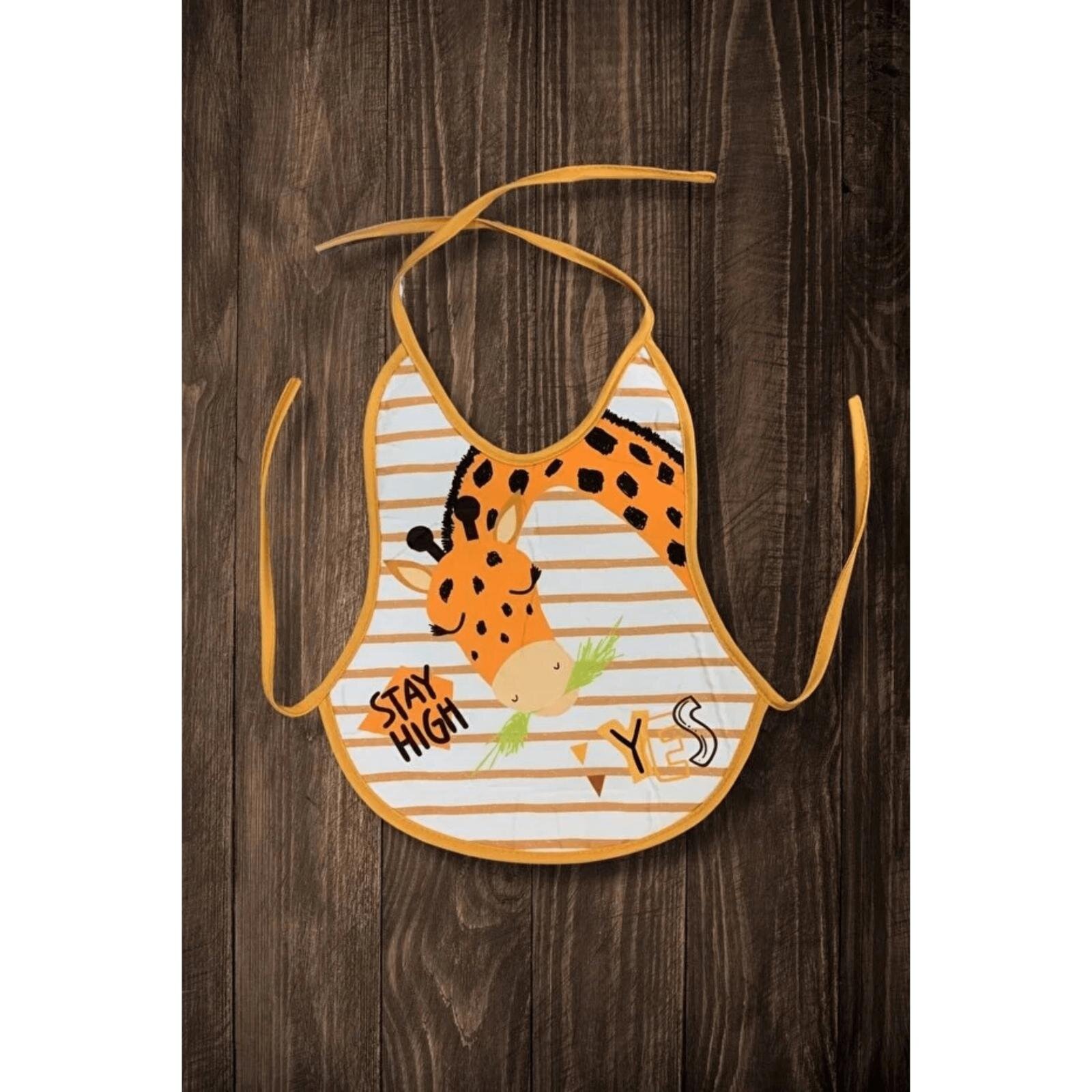 3'lü Desenli Sıvı Geçirmez Armut Model Mama ve Aktivite Önlüğü Seti - Erkek Bebek