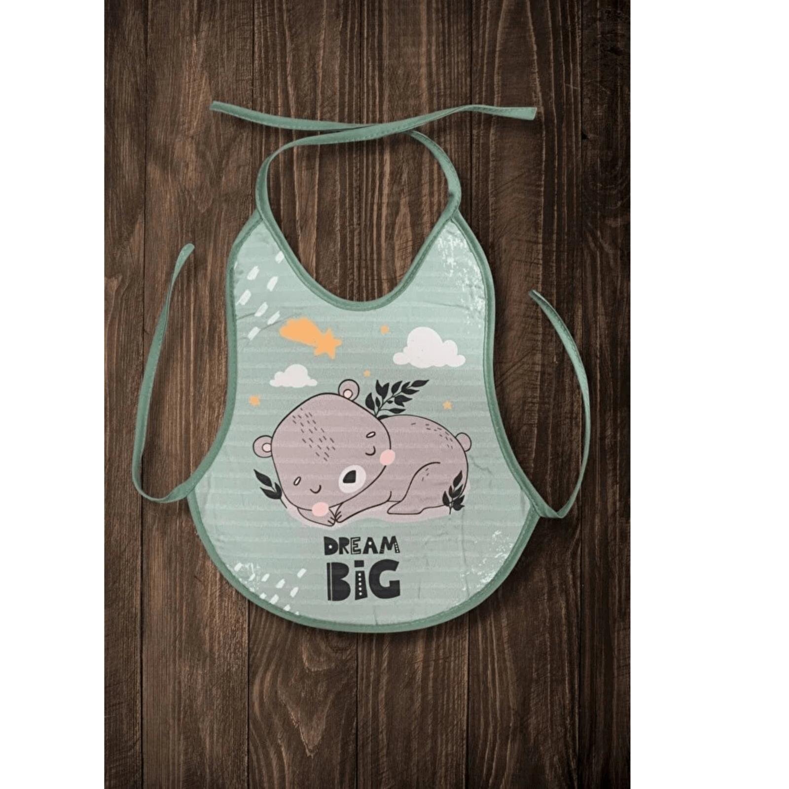 3'lü Desenli Sıvı Geçirmez Armut Model Mama ve Aktivite Önlüğü Seti - Erkek Bebek