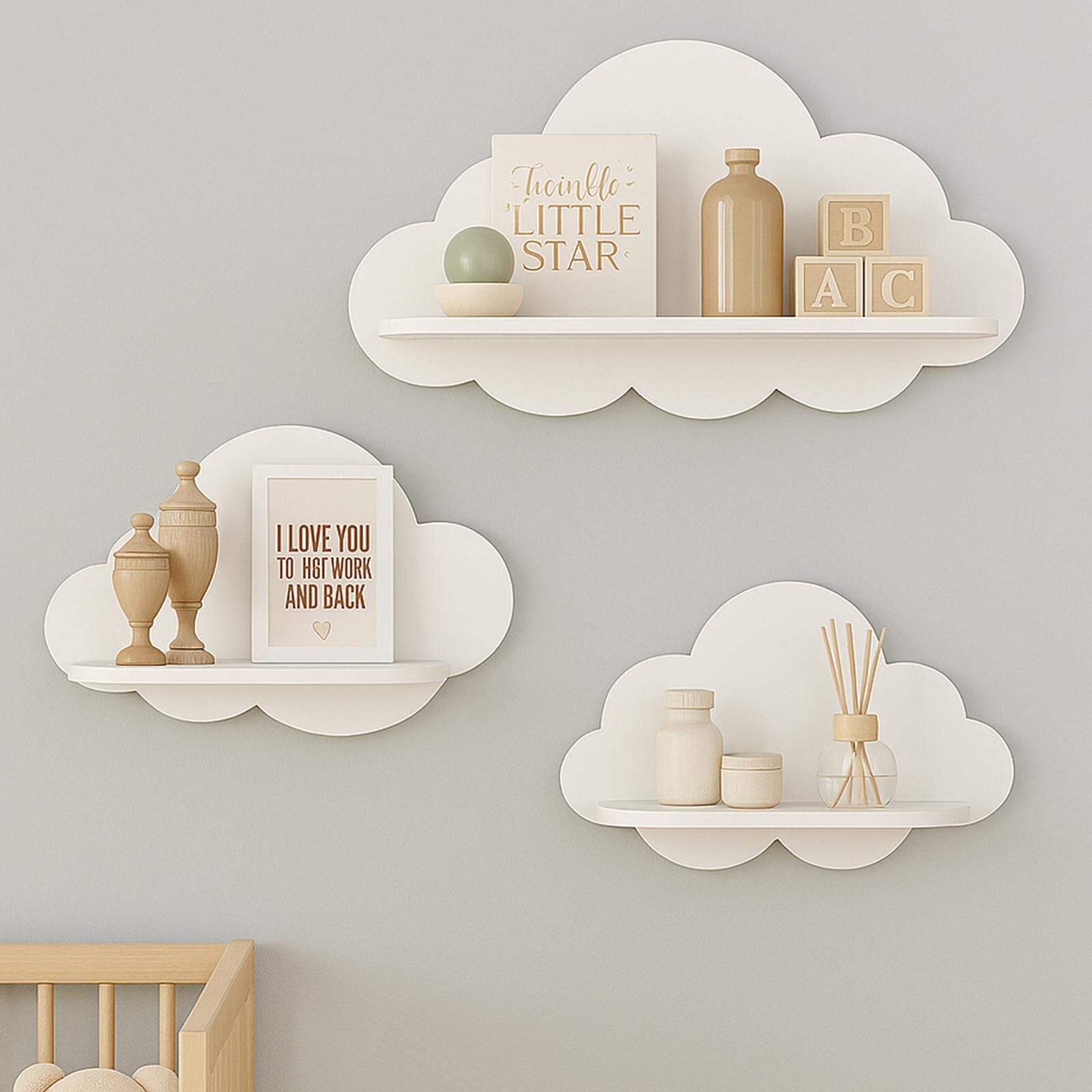 3'lü Beyaz Bulut Raf Set