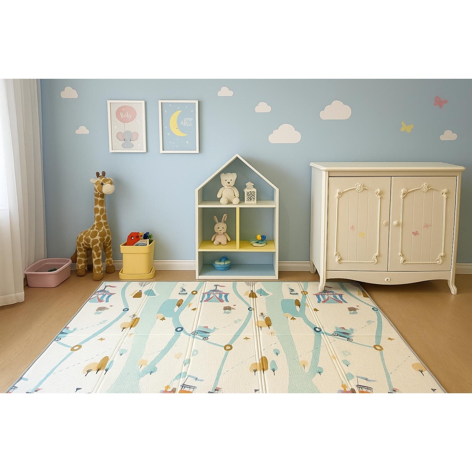 Katlanabilir Çift Taraflı Oyun Matı - Çantalı, Kaymaz, Su Geçirmez, Sirk & Dinozor Desenli Katlanabilir Çift Taraflı Oyun Matı - Çantalı, Kaymaz, Su Geçirmez, Sirk & Dinozor Desenli