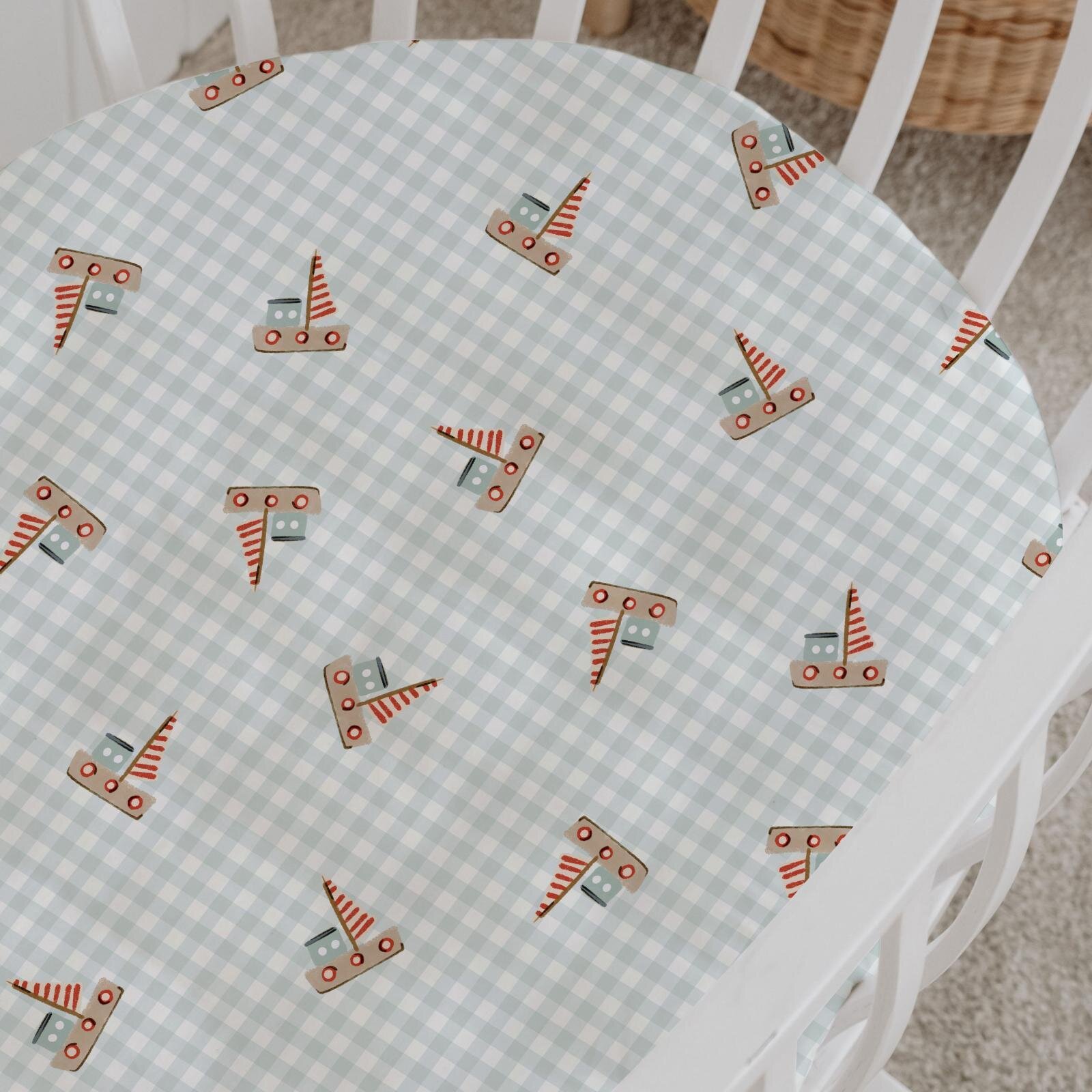 %100 Pamuklu Poplin Anne Yanı Beşik Nevresim Seti - Pötikare Yelkenliler