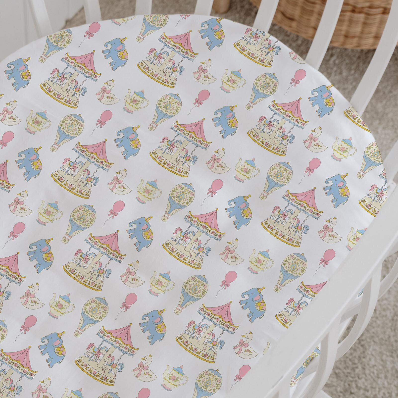 %100 Pamuklu Poplin Anne Yanı Beşik Nevresim Seti - Cute Carousel %100 Pamuklu Poplin Anne Yanı Beşik Nevresim Seti - Cute Carousel