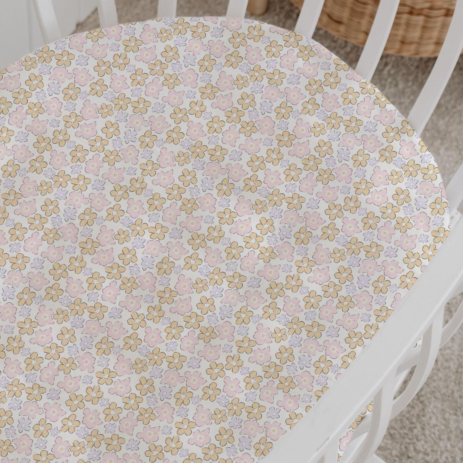 %100 Pamuklu Poplin Anne Yanı Beşik Nevresim Seti - Minik Çiçekler