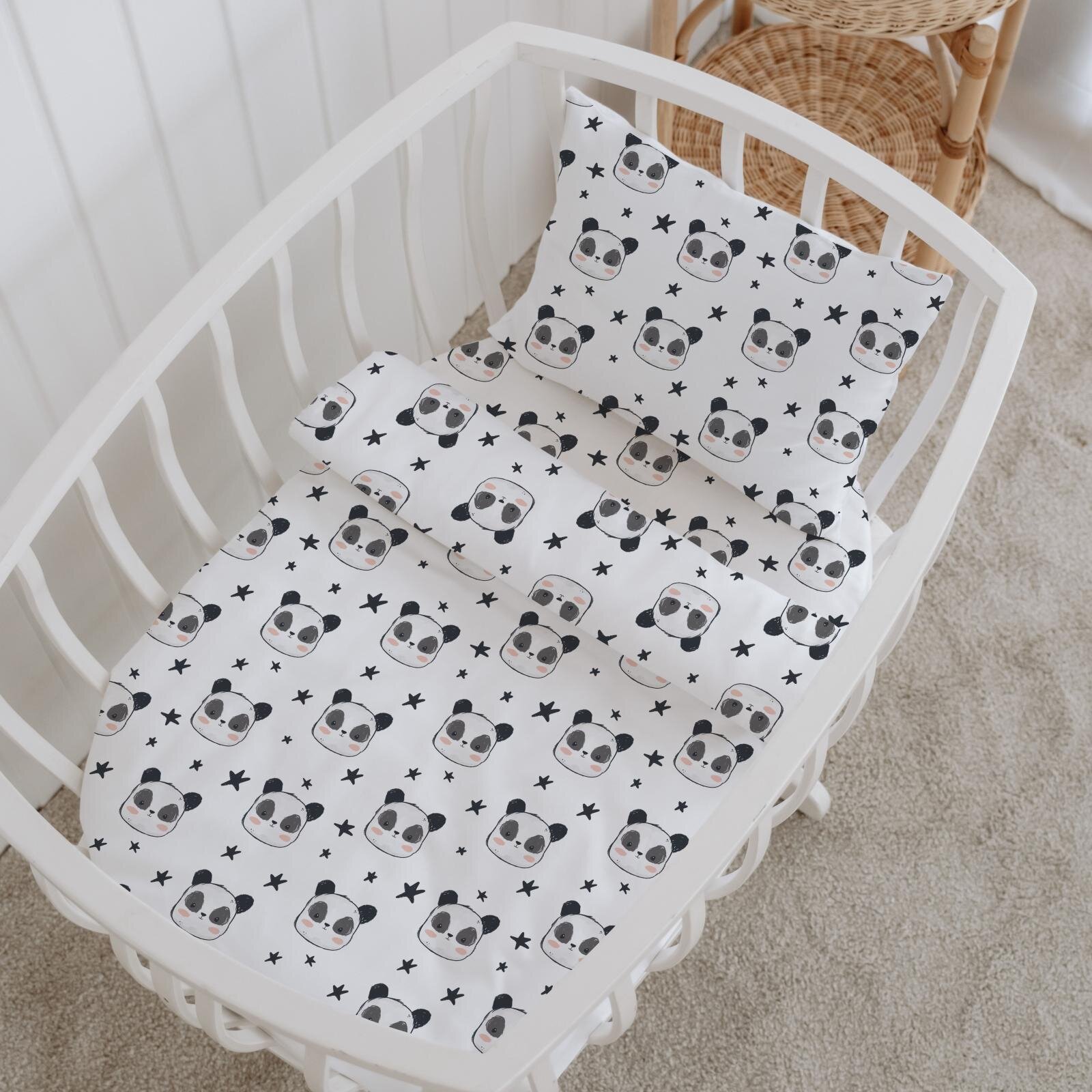 %100 Pamuklu Poplin Anne Yanı Beşik Nevresim Seti - Sevimli Panda %100 Pamuklu Poplin Anne Yanı Beşik Nevresim Seti - Sevimli Panda