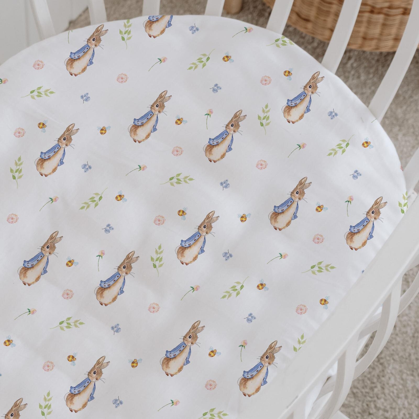 %100 Pamuklu Poplin Anne Yanı Beşik Nevresim Seti - Sevimli Tavşan