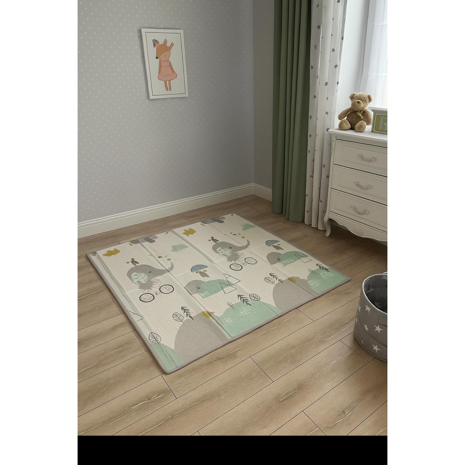 Katlanabilir Çift Taraflı Oyun Matı - Çantalı, Kaymaz, Su Geçirmez, Zürafa, Ayı & Fil Desenli Katlanabilir Çift Taraflı Oyun Matı - Çantalı, Kaymaz, Su Geçirmez, Zürafa, Ayı & Fil Desenli