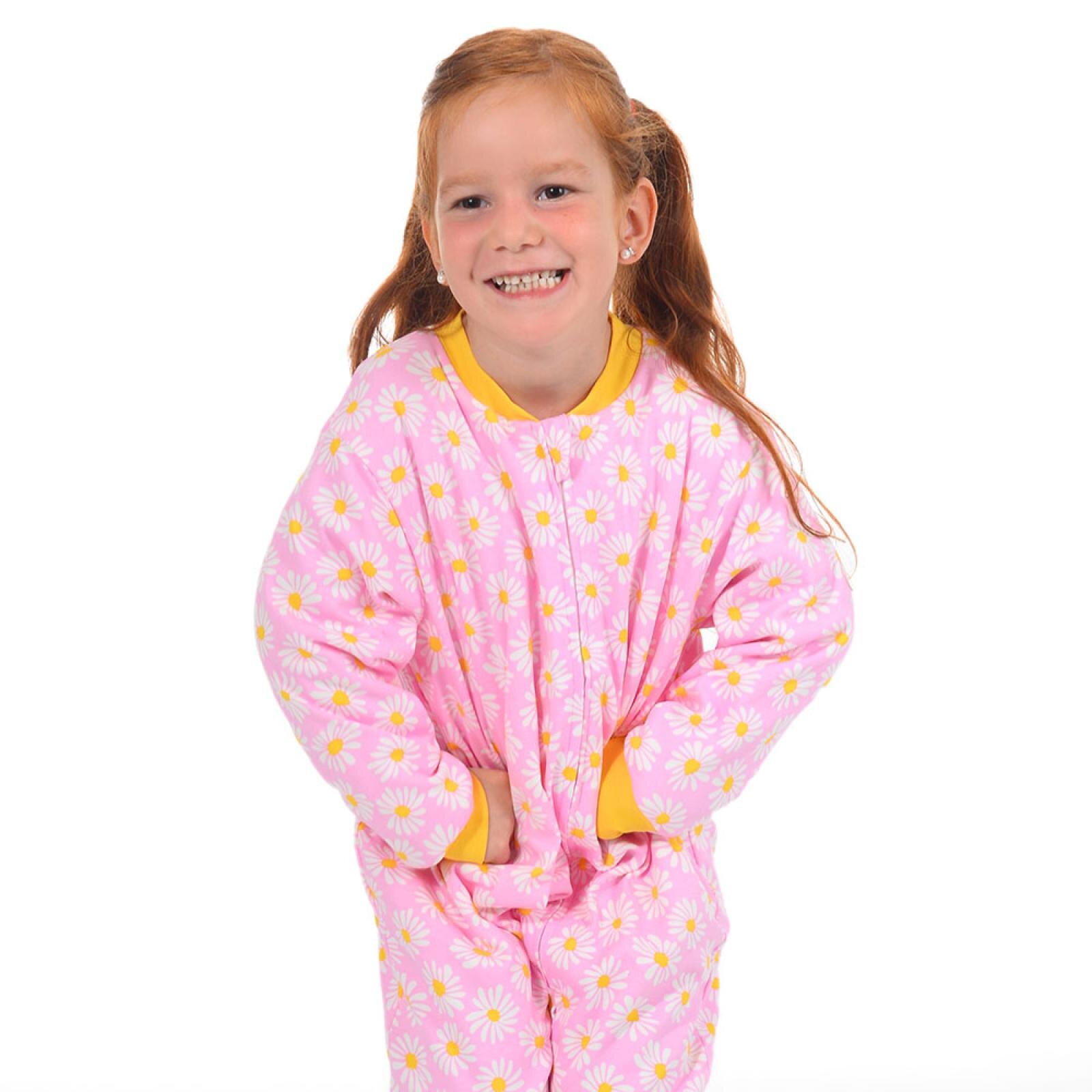 Kız Papatya Desen Uyku Tulumu Fermuarlı 1TOG Bisiklet Yaka Ribanalı Paça Uzun Kol