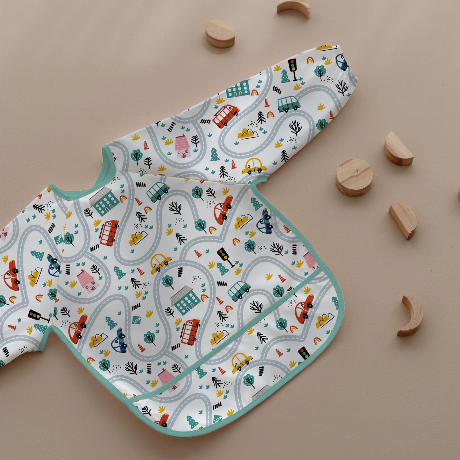 Uzun Kollu Mama ve Faaliyet Önlüğü, Aktivite ve Boyama Önlüğü, Araba Desen Uzun Kollu Mama ve Faaliyet Önlüğü, Aktivite ve Boyama Önlüğü, Araba Desen